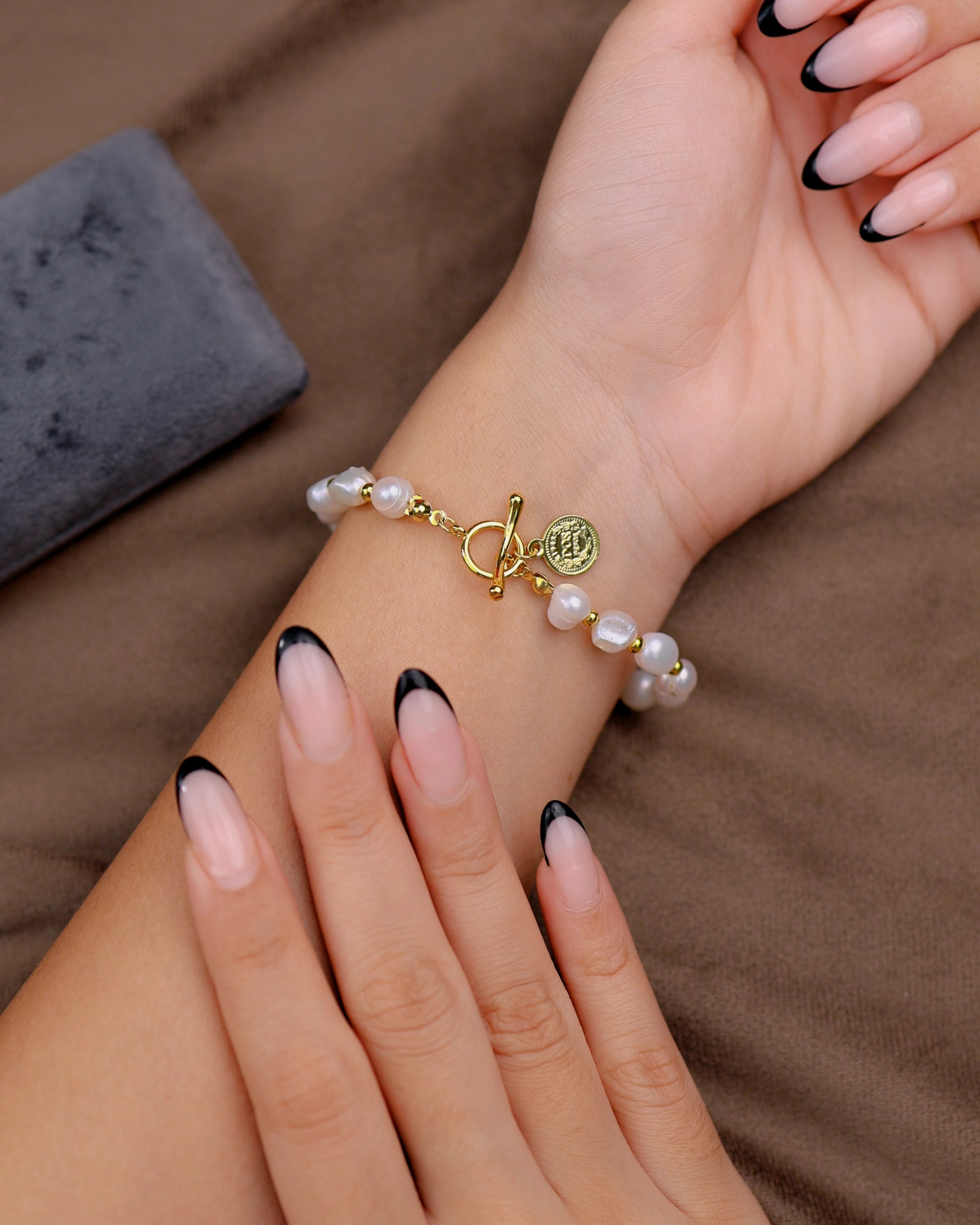 White Pearls with Coin Bracelet