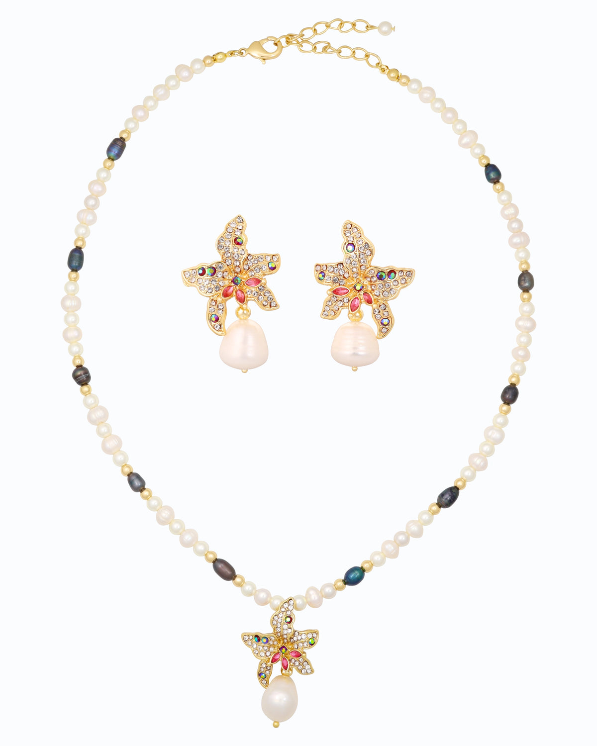 Amaris Pearl Butterfly Necklace Set