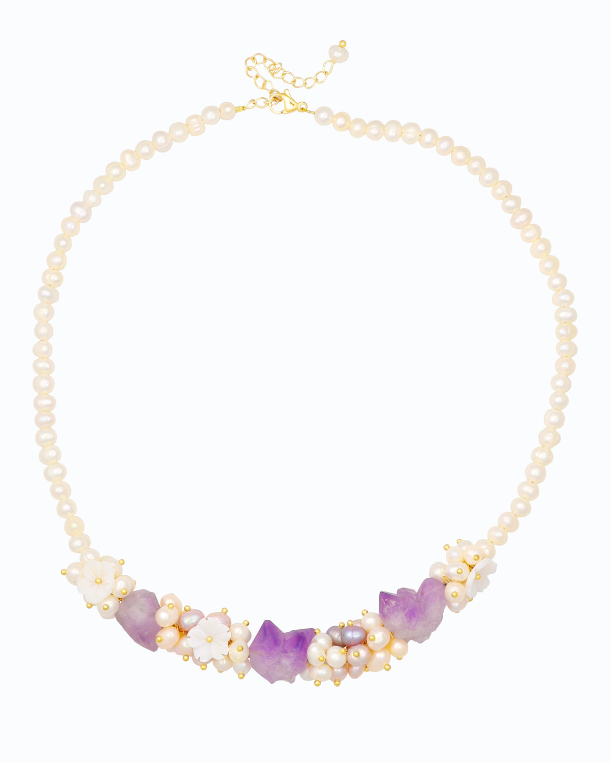 Amethyst Blossom Pearl Necklace