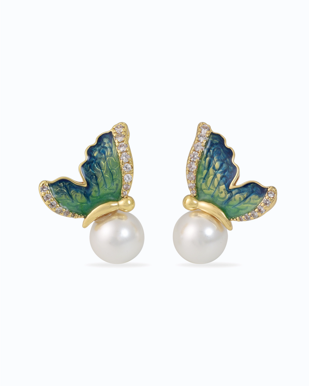 Mariposa Enamel & Pearl Stud Earrings