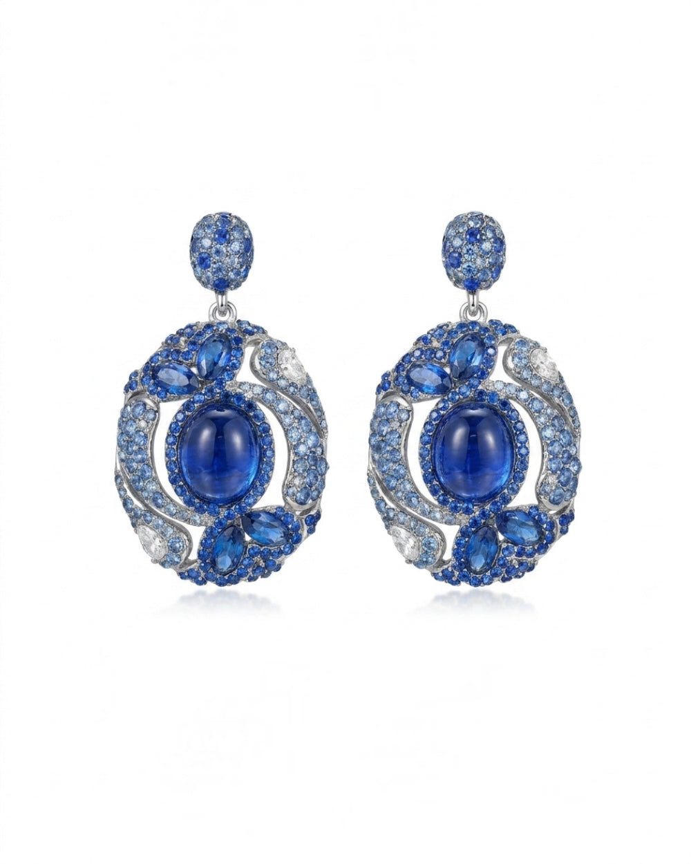 Nayantara Blue Crystal Statement Earrings
