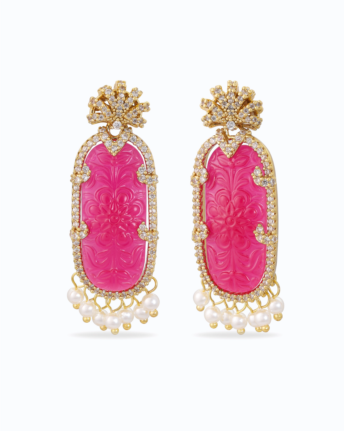 Zahara Ruby Pearl Chandbali Earrings