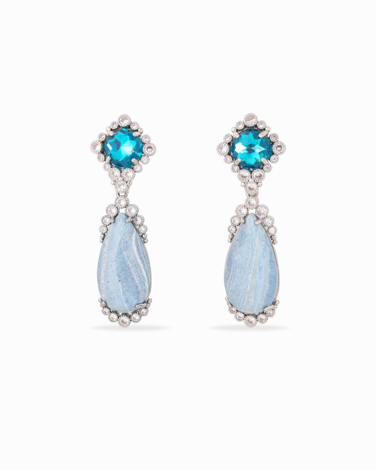 Sereia Blue Crystal & Stone Drop Earrings
