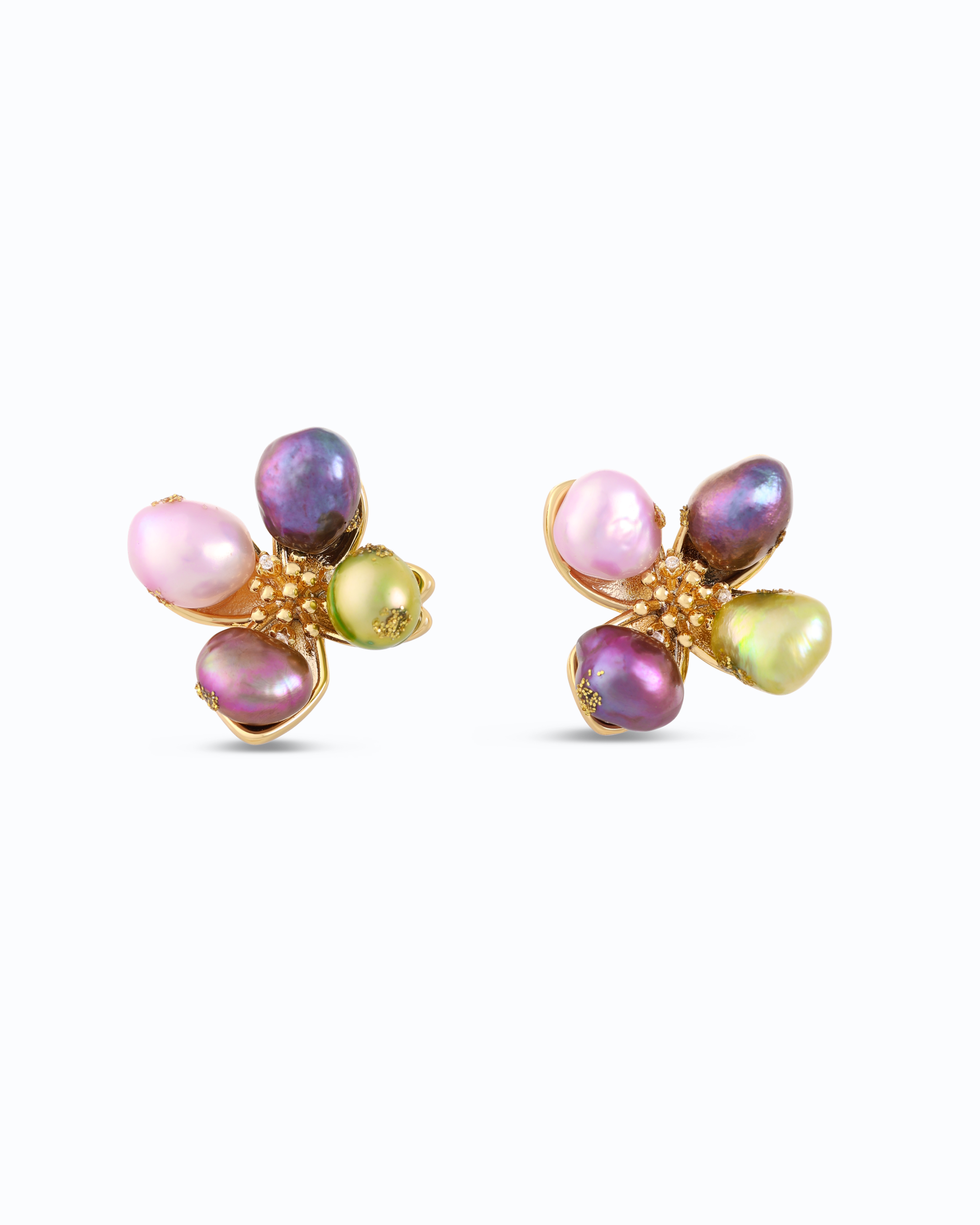 Pearls on Petals Ear Stud | 18K Gold Plated Jewelry