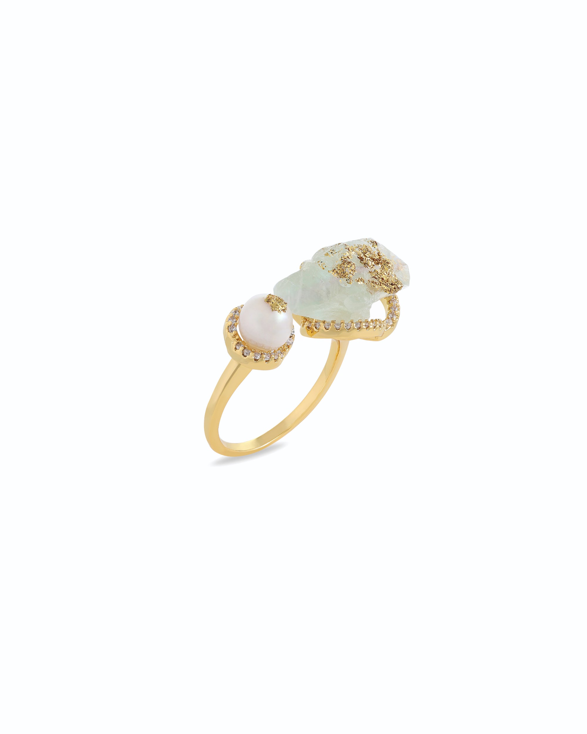 Amethyst Affair Pearl Adjustable Ring – 18K Gold Plated | Flawnt