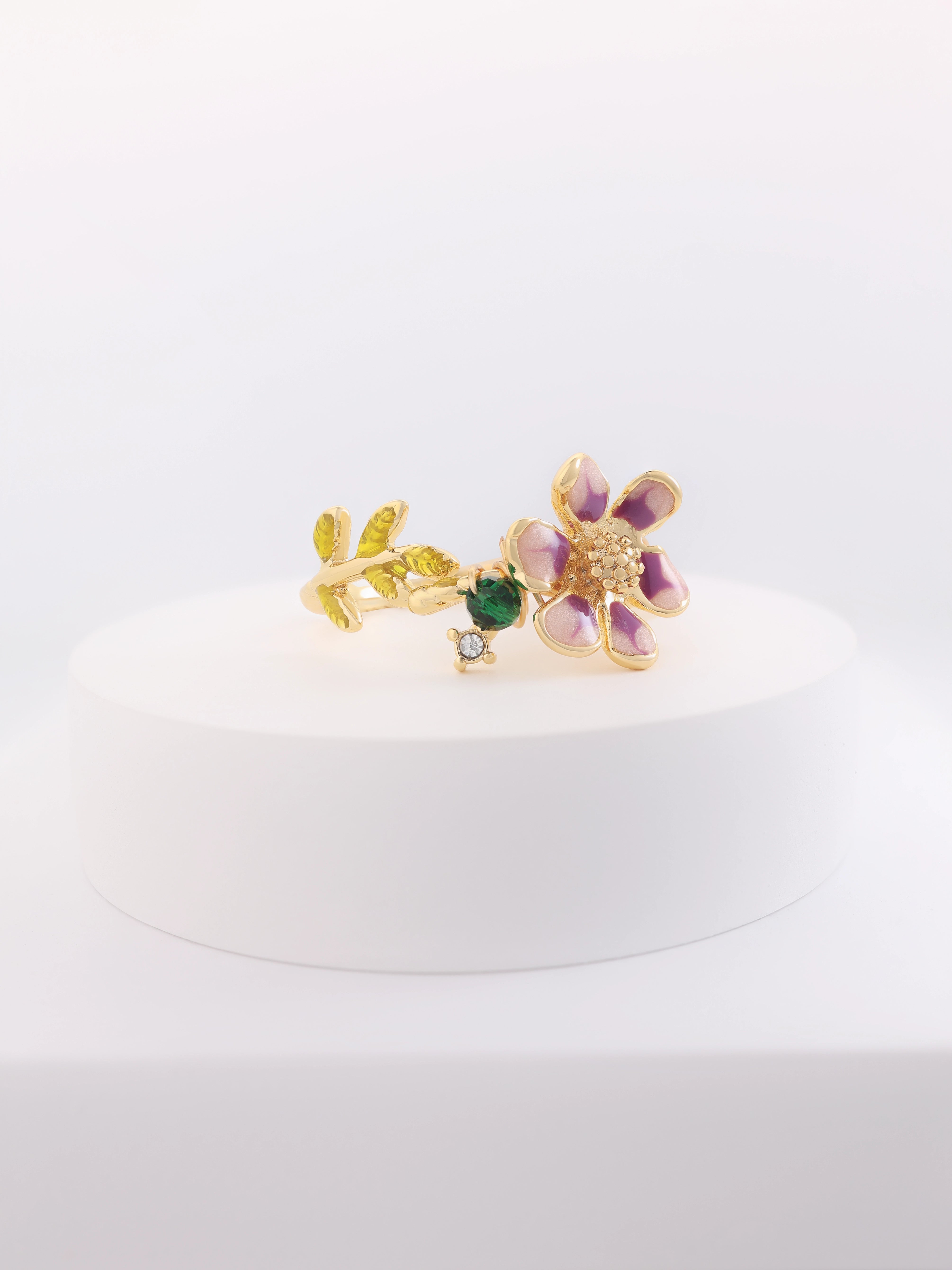 Floral Crown Pearl Ring Adjustable
