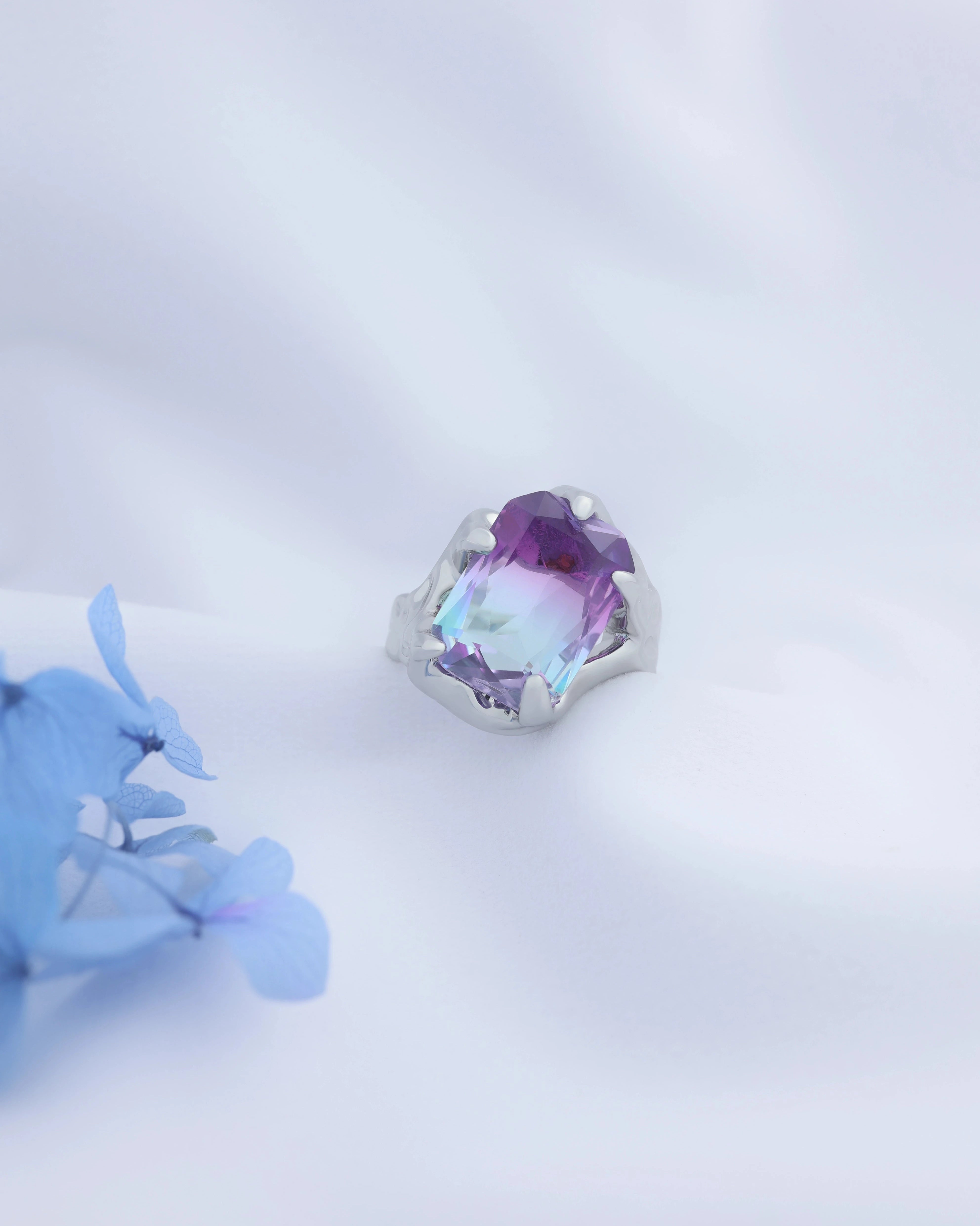 Refraction Blues - Adjustable Crystal Ring