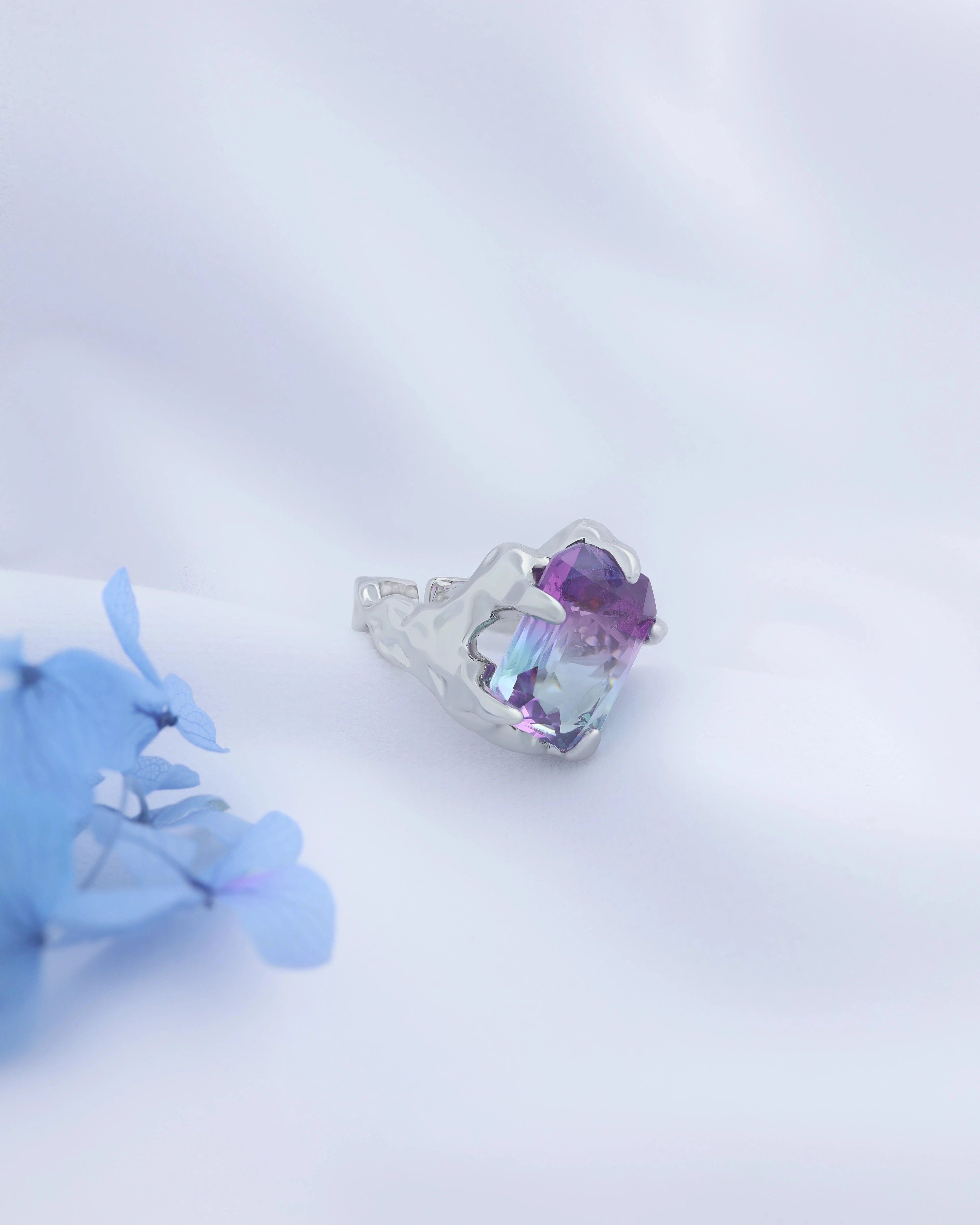 Refraction Blues - Adjustable Crystal Ring