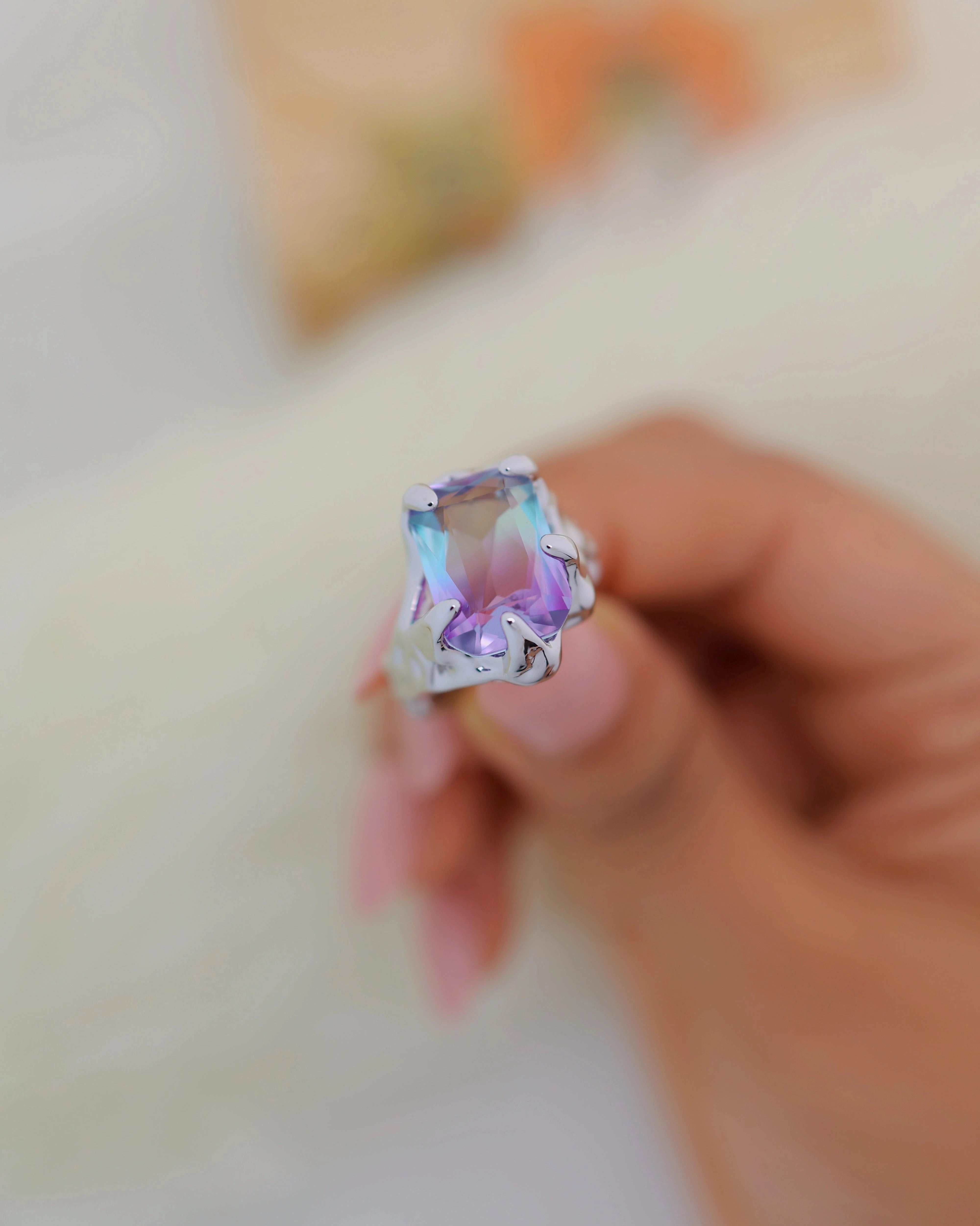 Refraction Blues - Adjustable Crystal Ring