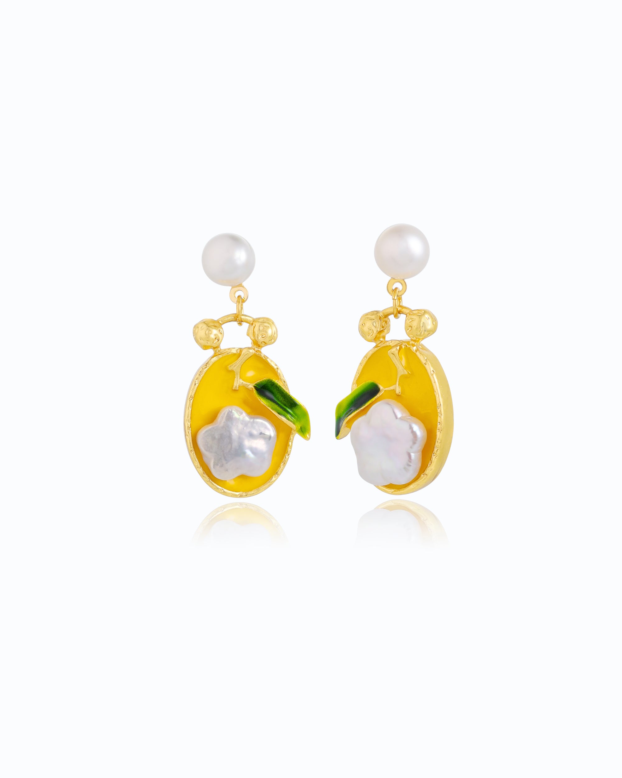 French Floral MoP in Yellow Pearl Dangle