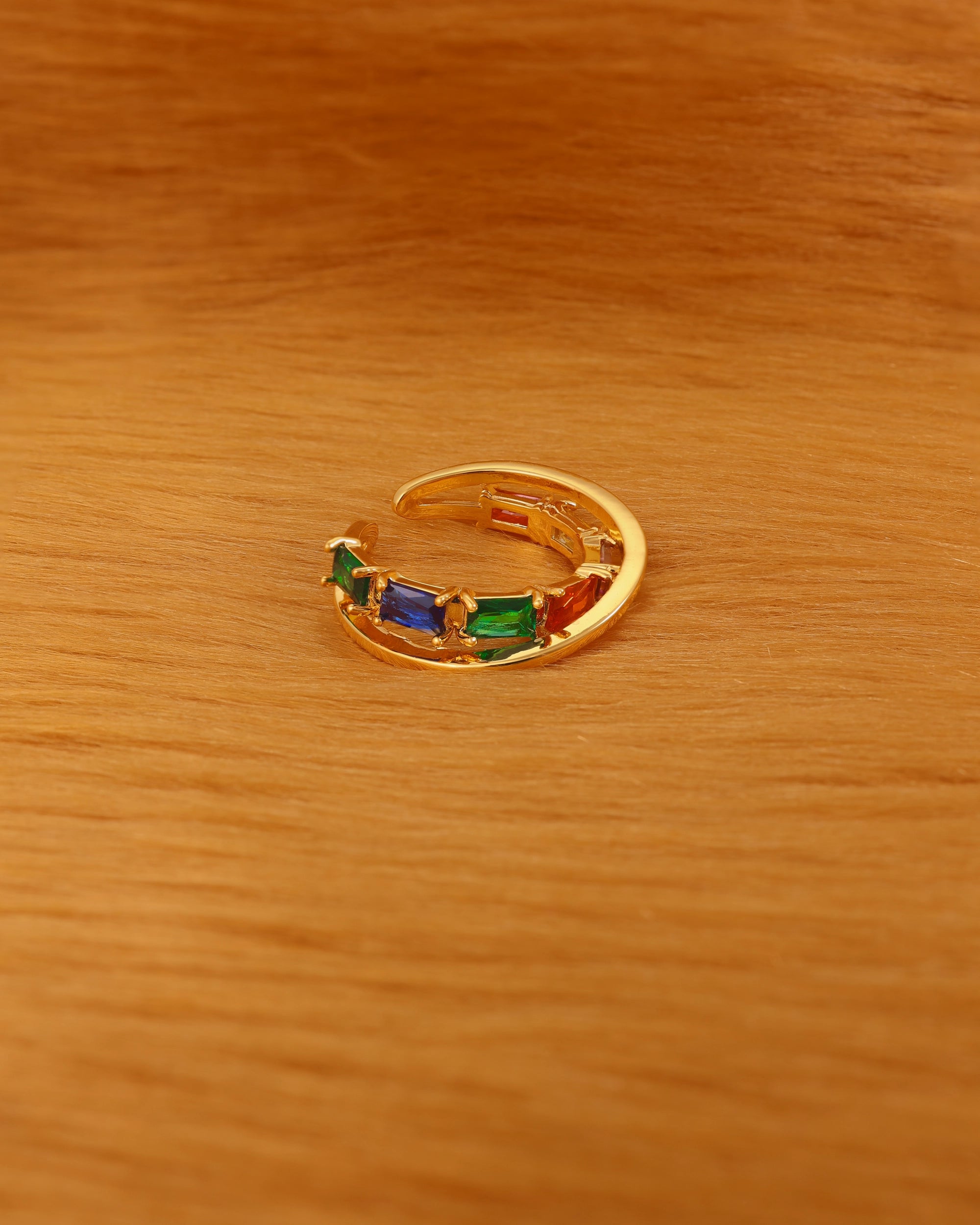 Colorful Zircon Open Ring