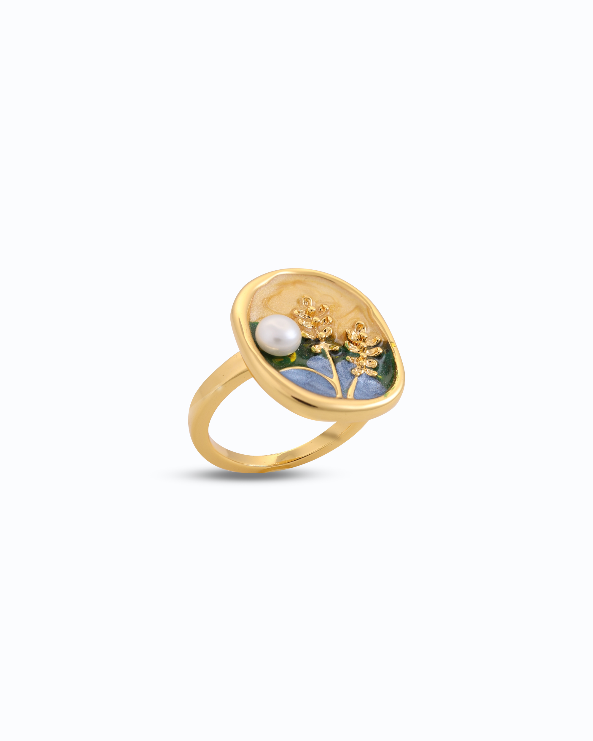 Unique Pearl Ring – Natural Freshwater, 18K Gold Jewelry