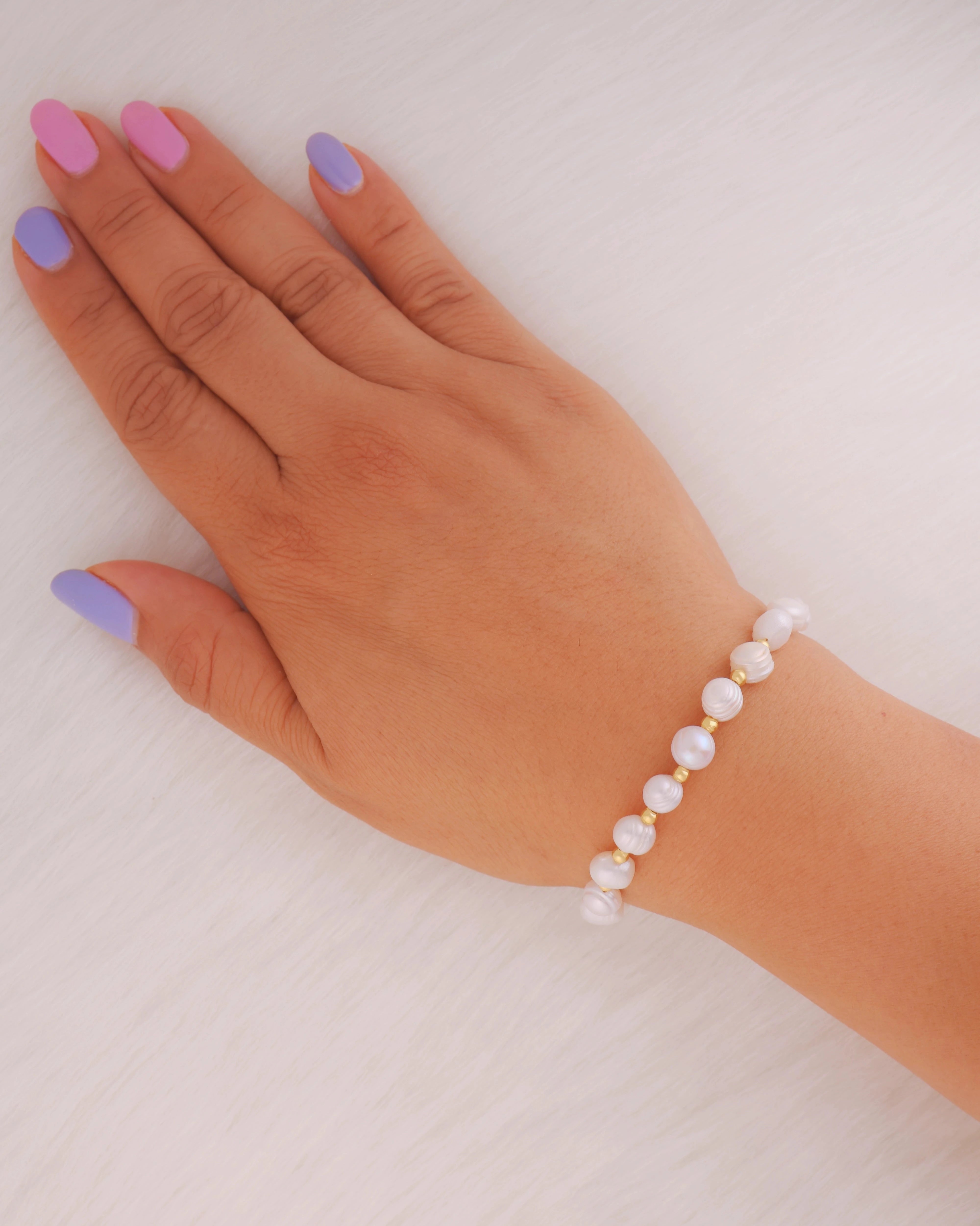 White Pearls with Coin Bracelet