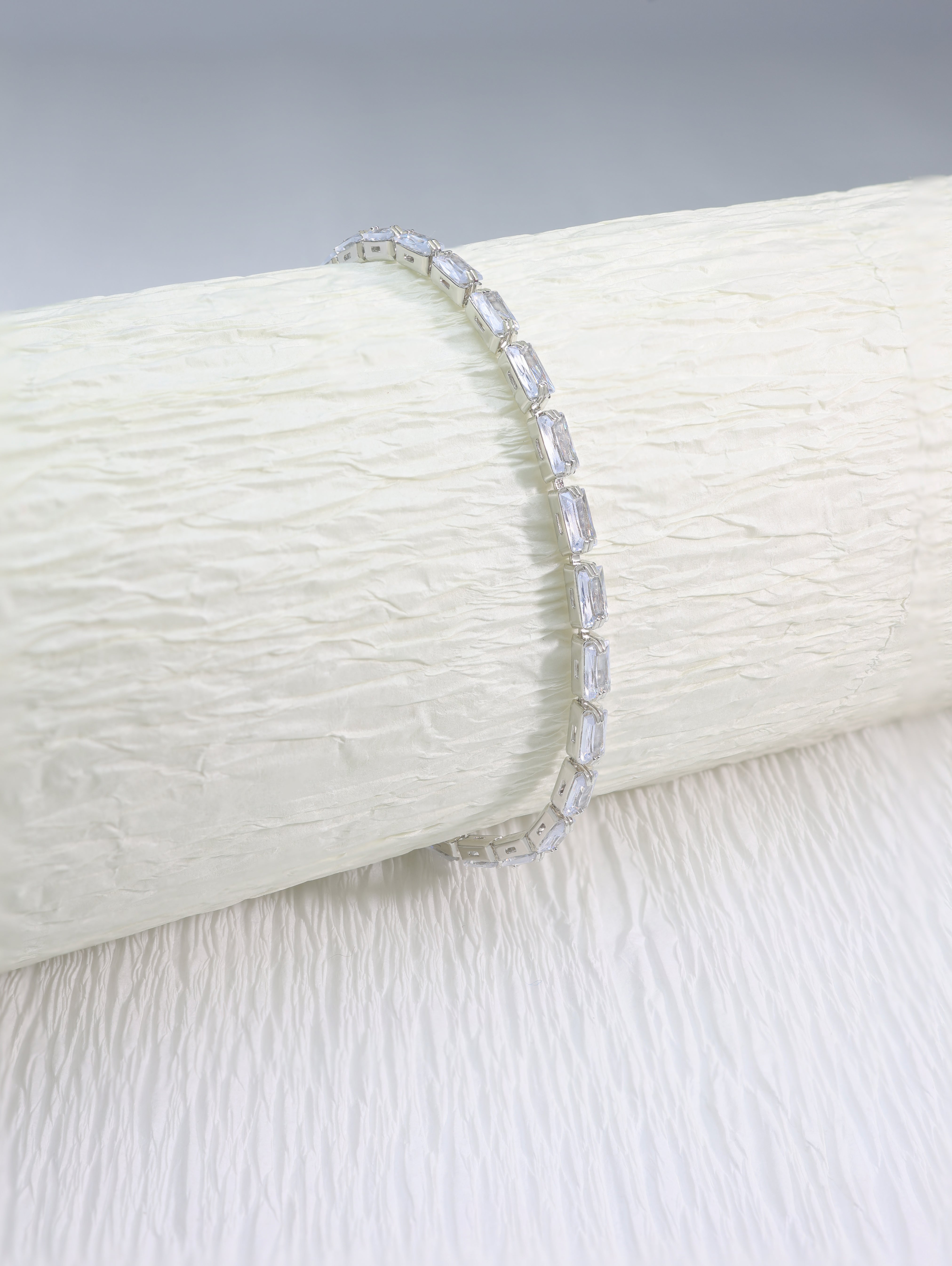 Micro Baguette Line Silver Bracelet | Flawnt Jewelry