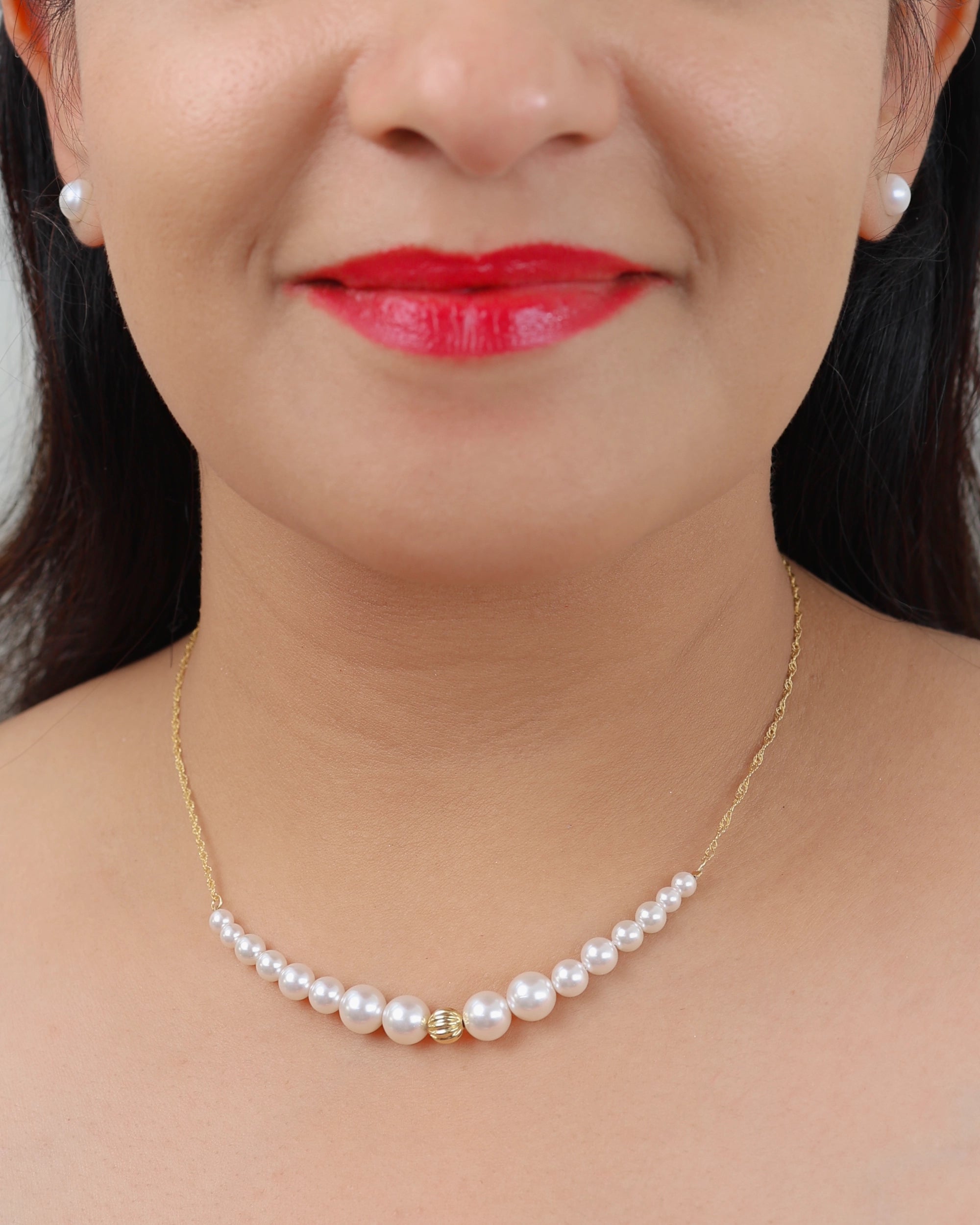 U Shape Layered Pearl Necklace 925 Sterling Silver | Flawnt