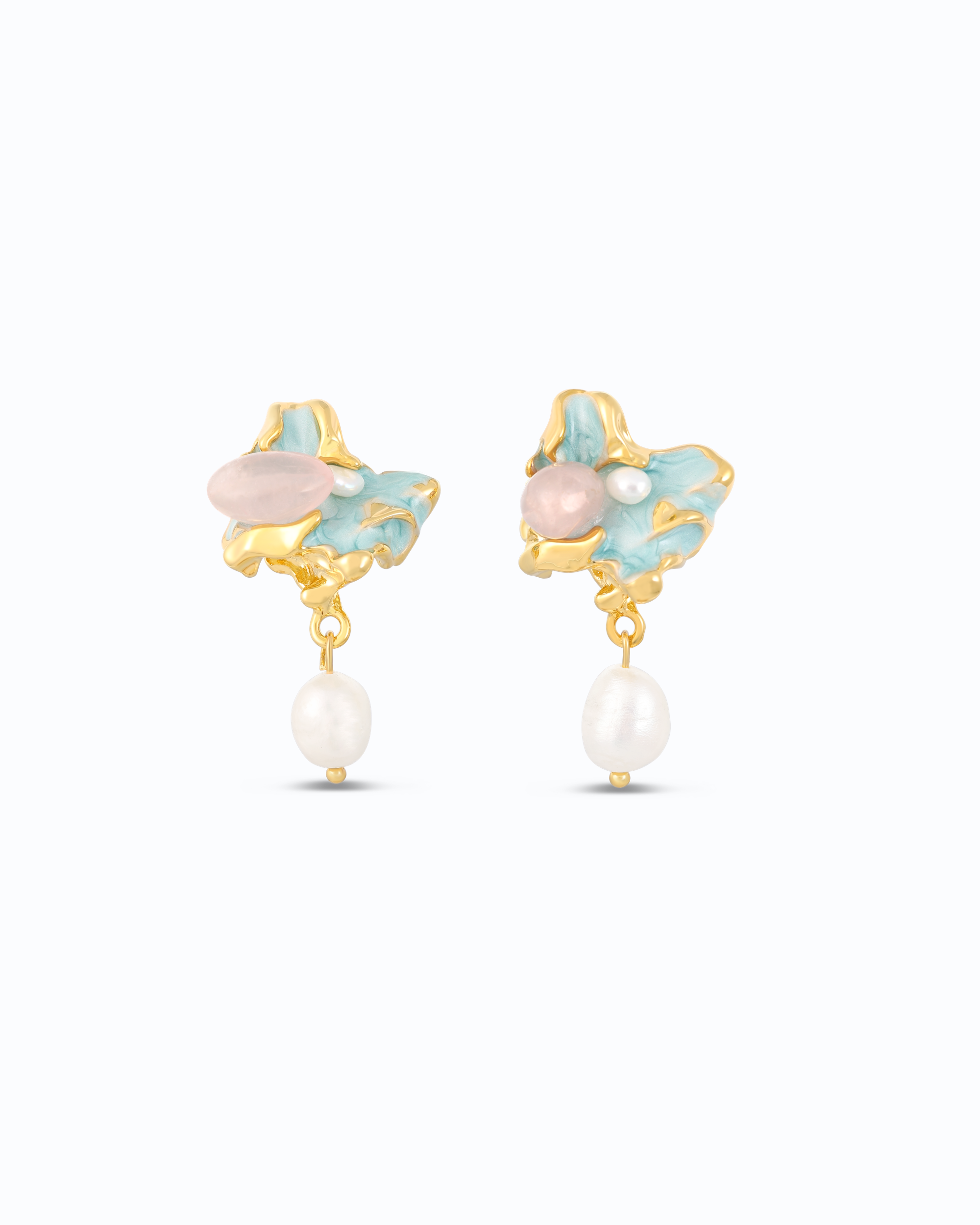 Origami Pearl Dangle - Aqua