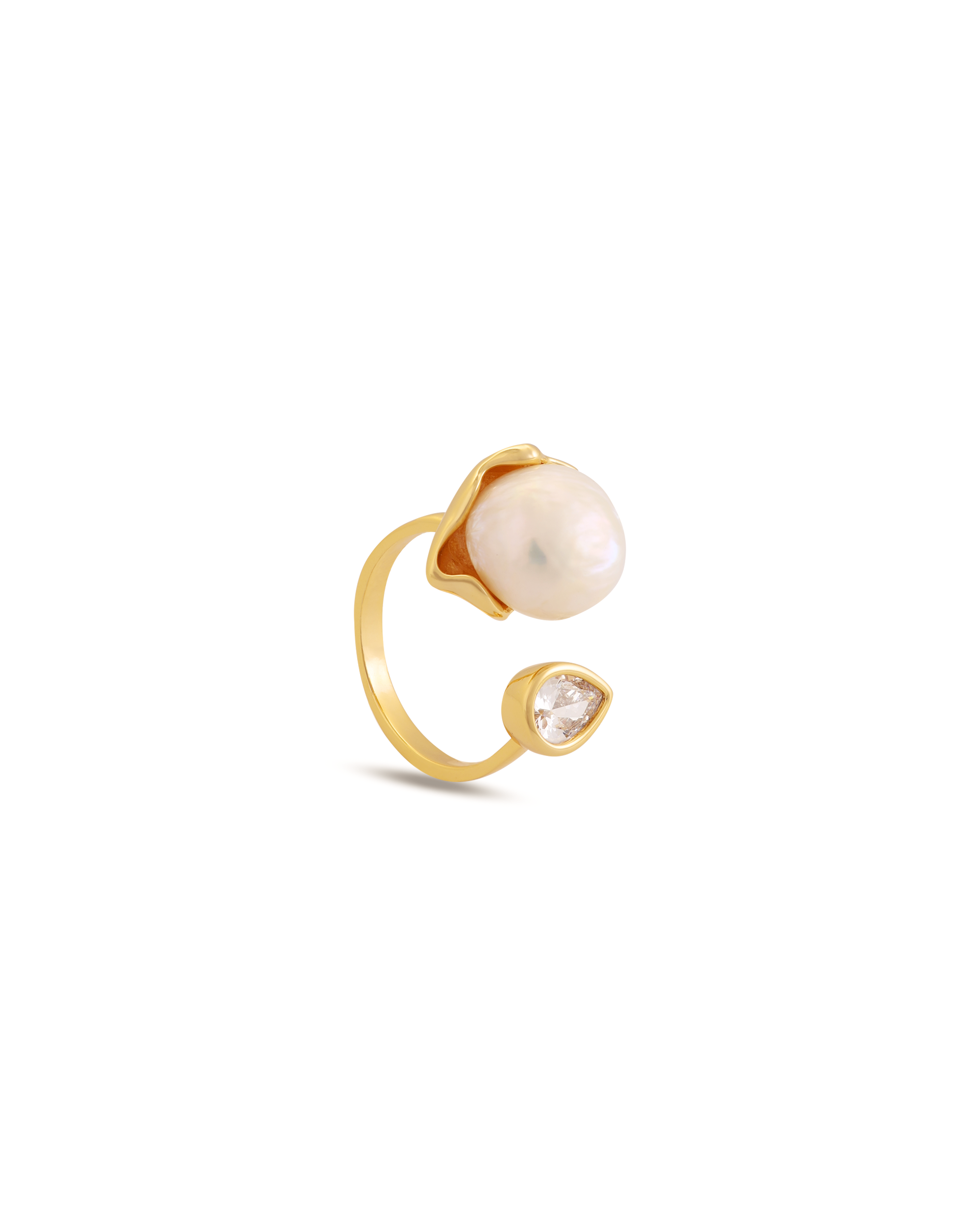 Premium Freshwater Pearl Ring | Unique 18K Gold Plated Jewelry & Adjustable 