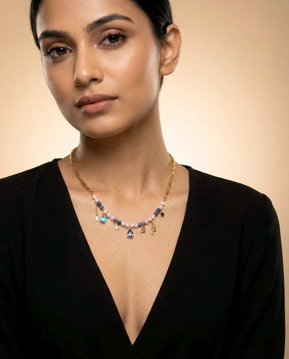 Freshwater Pearl Necklace with Charms hover