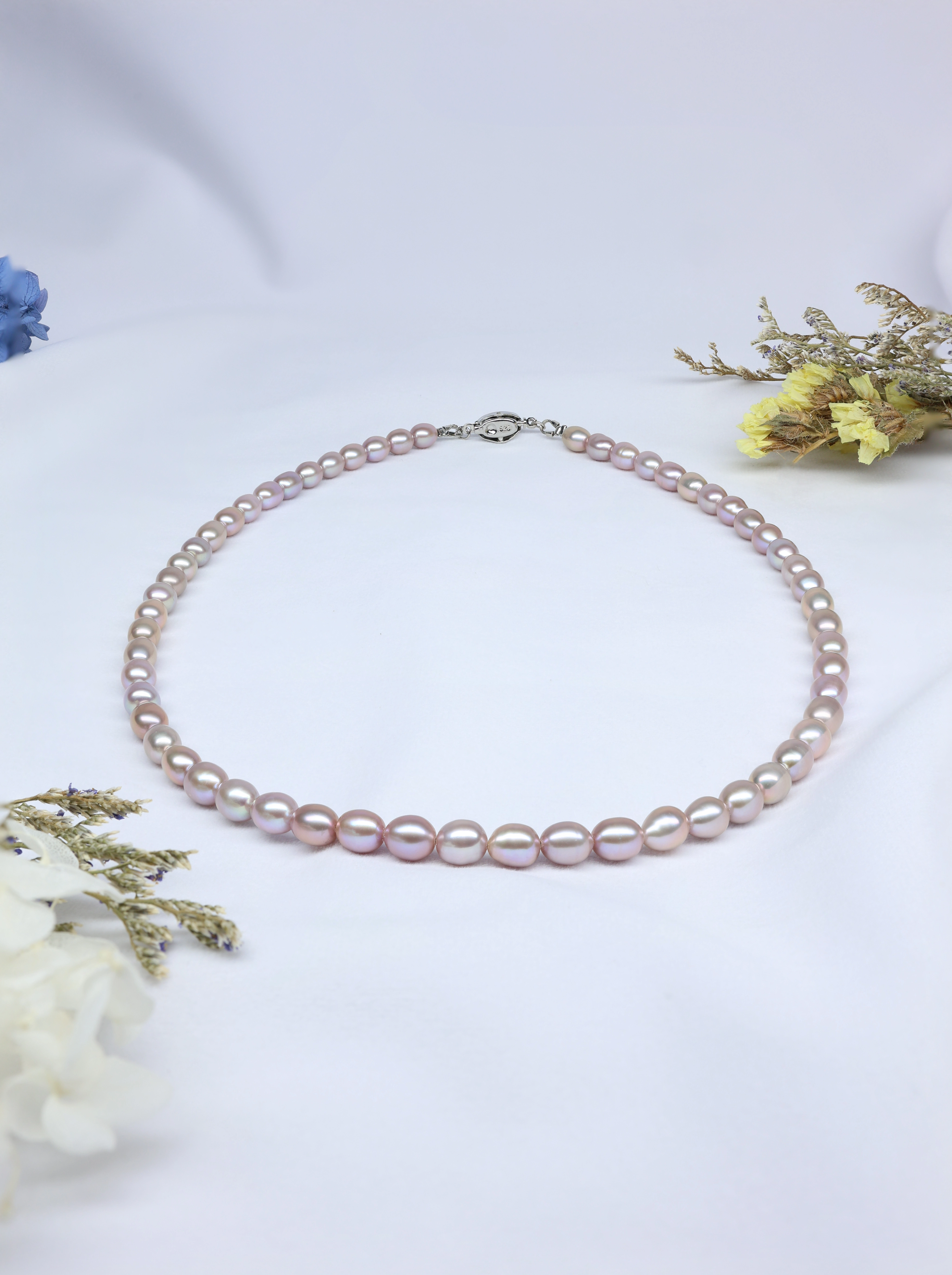 Big Rice Pearl Necklace (Pearl Purple)