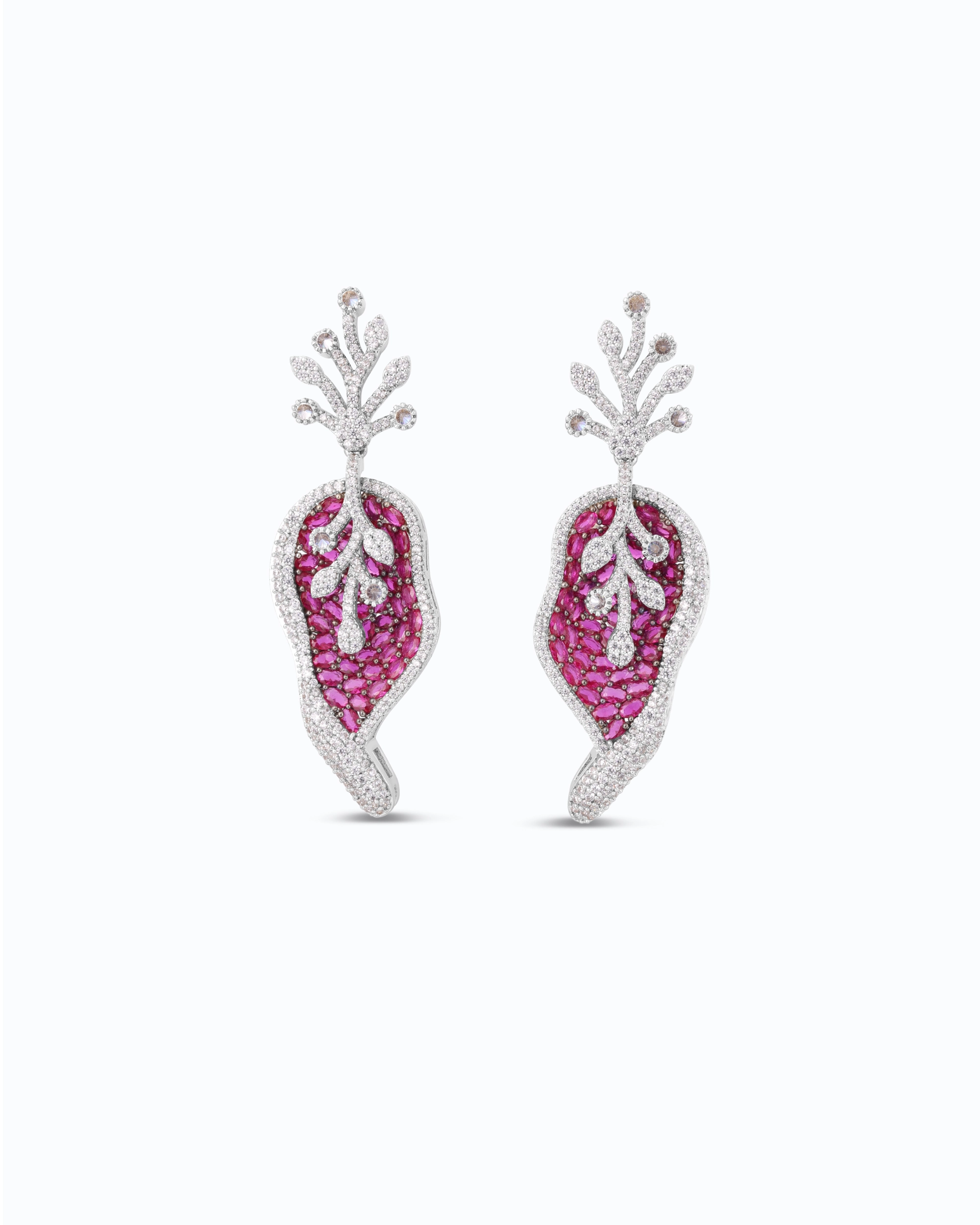 Crown on Rhinestone Dangle (Deep Pink)