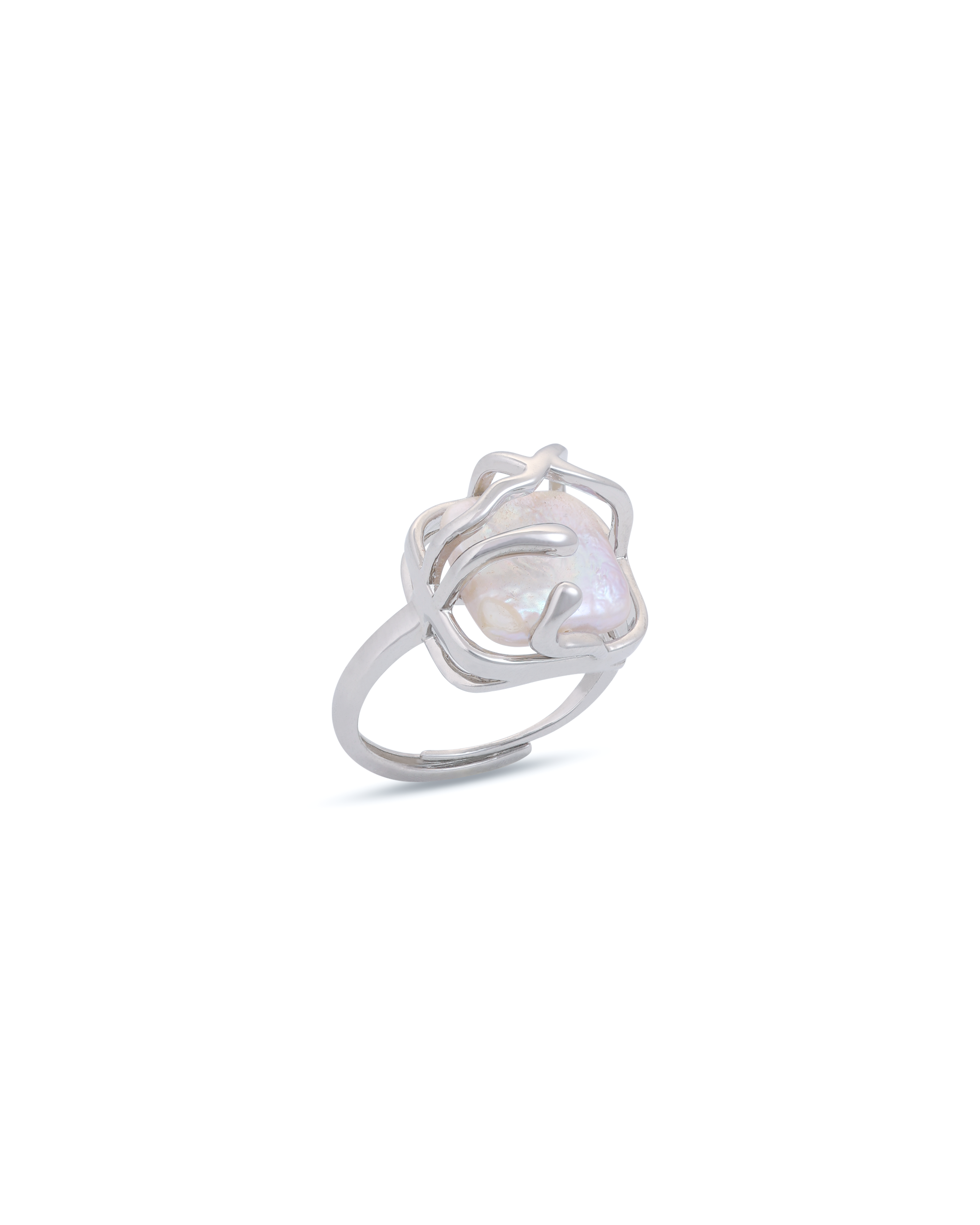 Square Mop in Cage Pearl Ring – Sterling Silver Jewelry | Flawnt