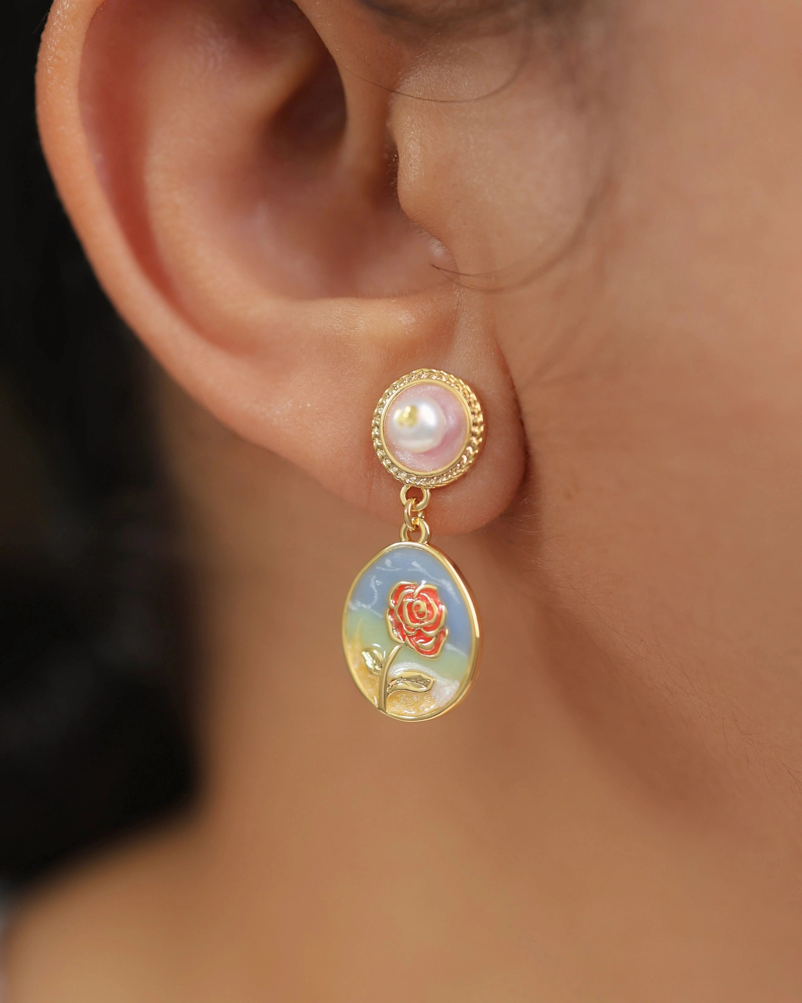 Rose with Backstamp (Blueish)
