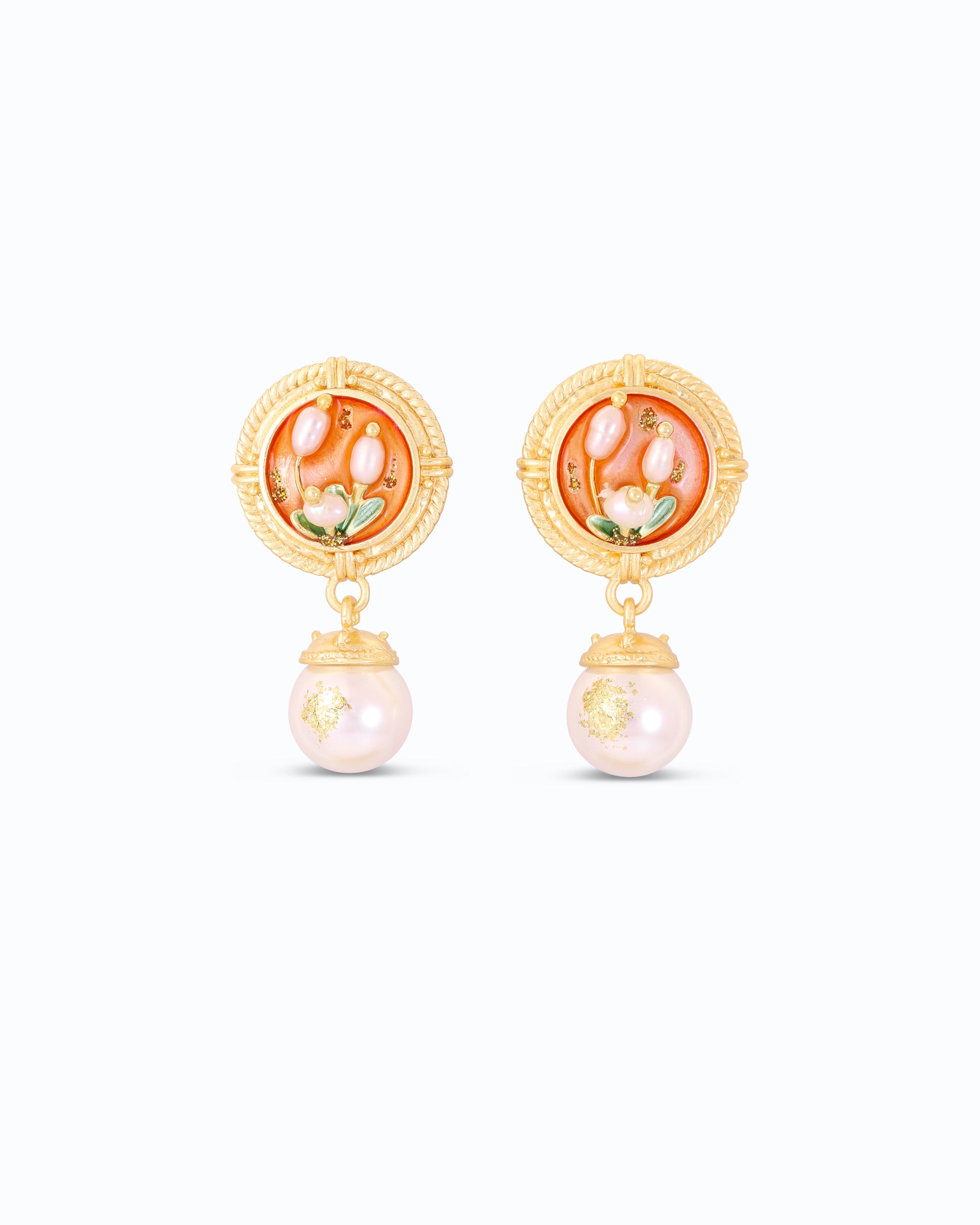 Amber French Royal Pearl Stud Drop