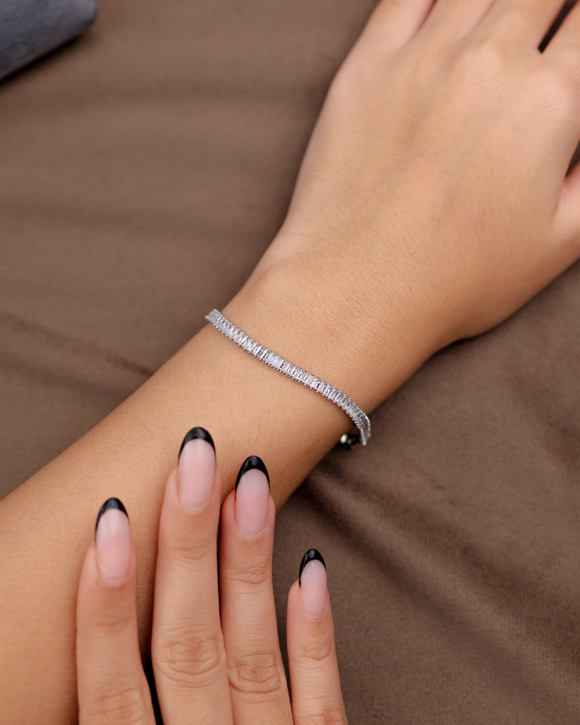 Micro Baguette Cut CZ Bracelet (Silver)