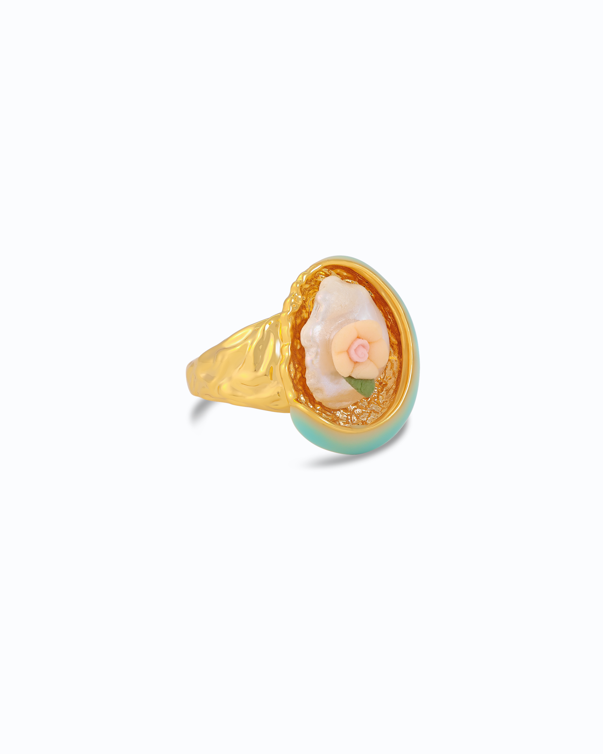 Aqua Mother of Pearl Ring