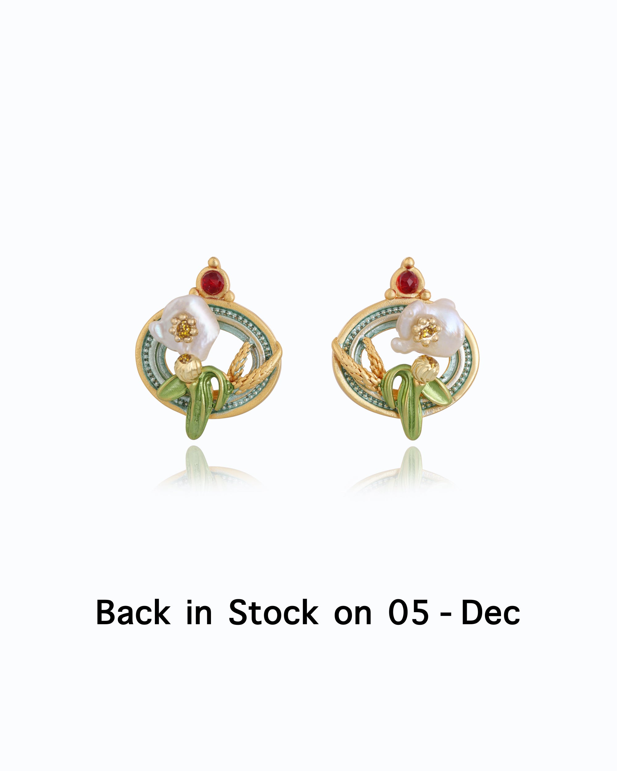 Artistic Flower Tulips Pearl Studs