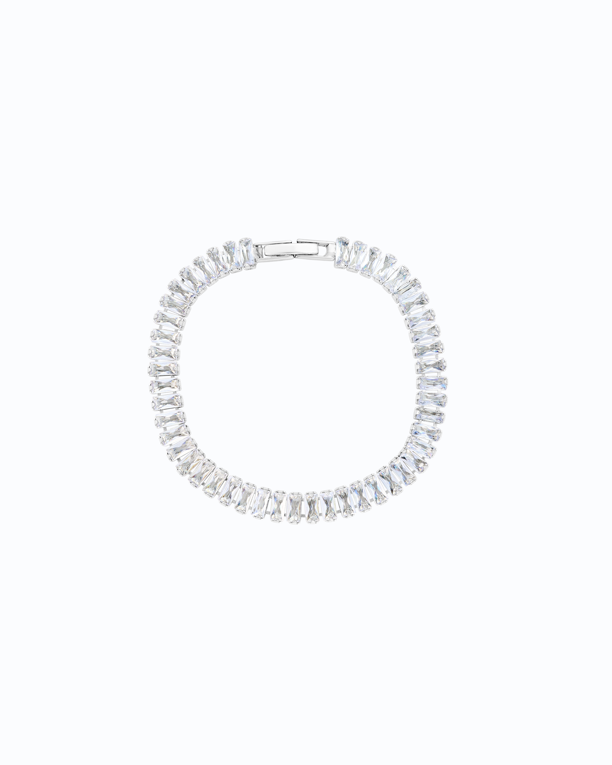 Baguette Cut CZ Bracelet (Silver)