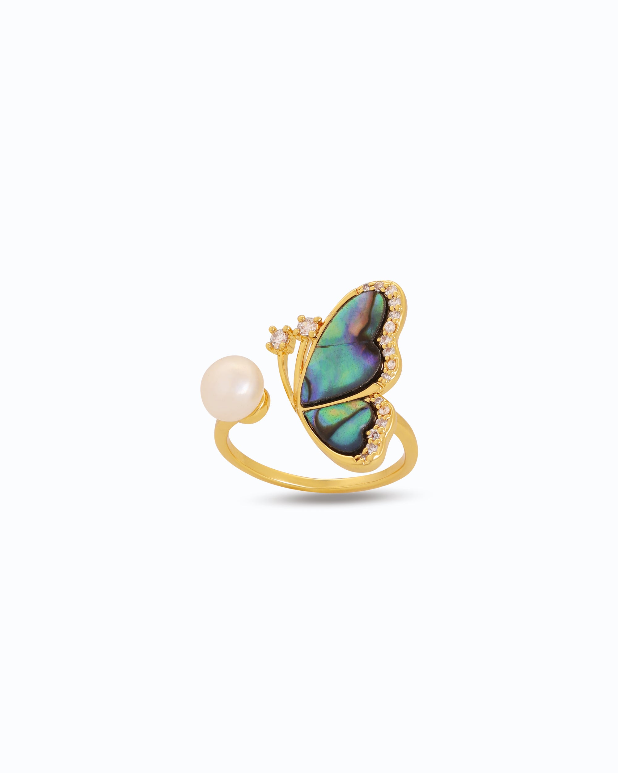 Bespoke Butterfly Ring – Freshwater Pearl & 18K Gold Jewelry