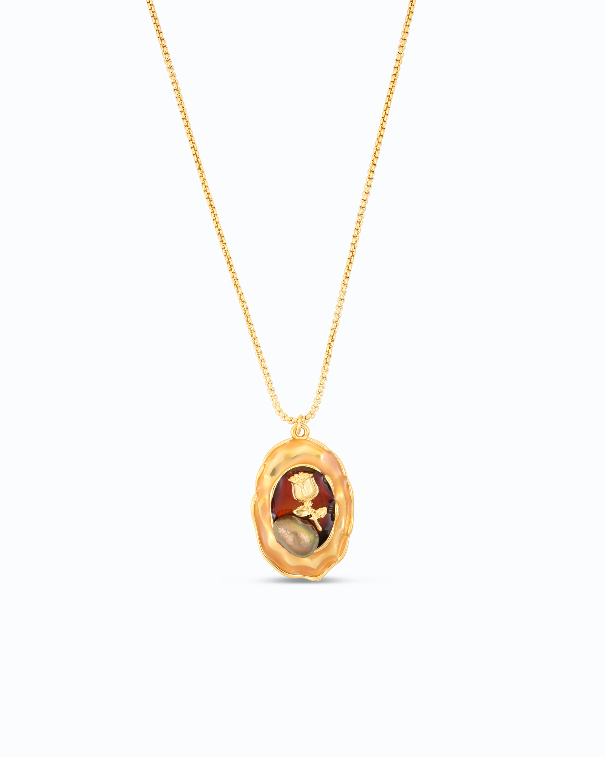 Champagne Gold Pearl Pendant with Chain | Flawnt Jewelry 