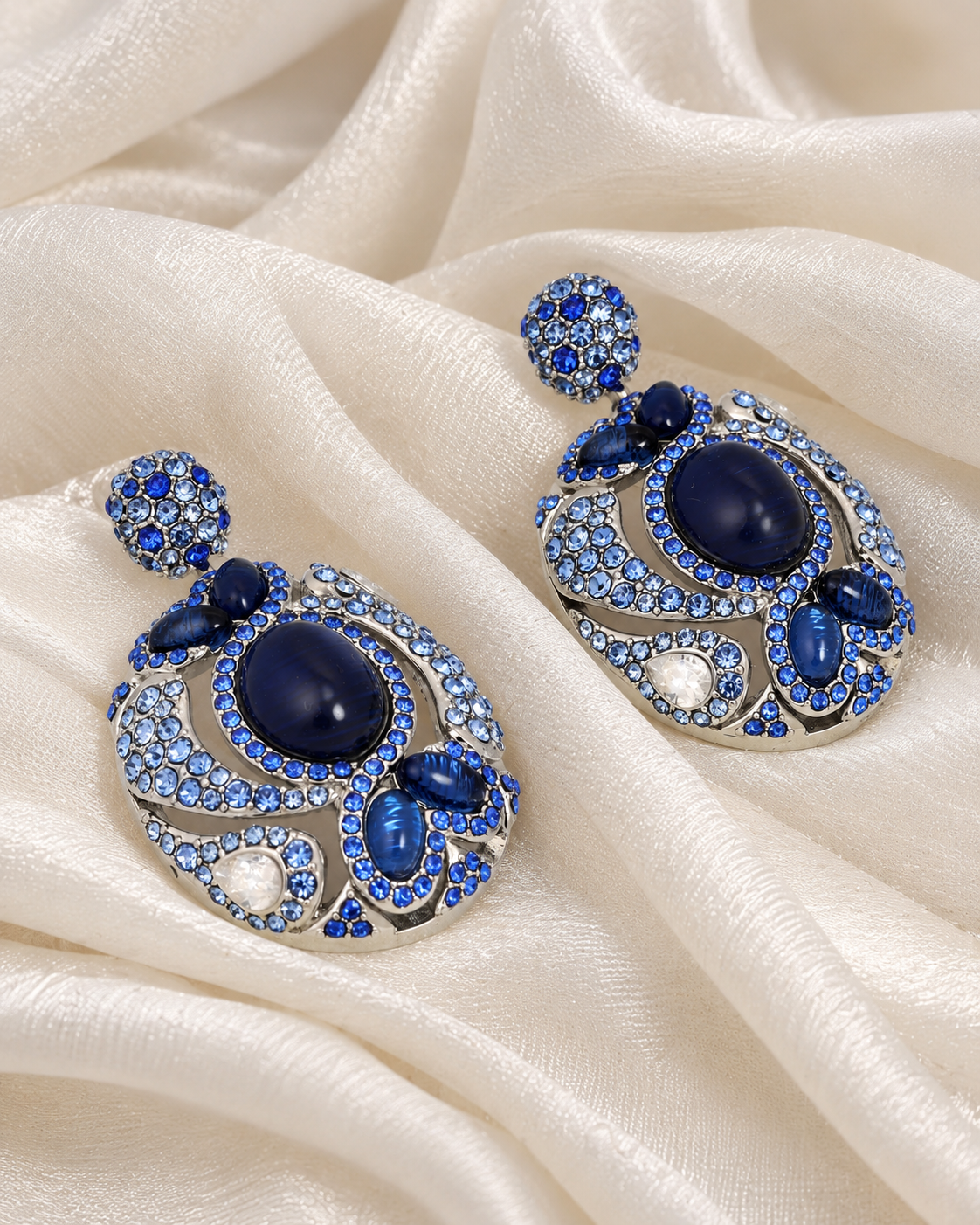 Nayantara Blue Crystal Statement Earrings