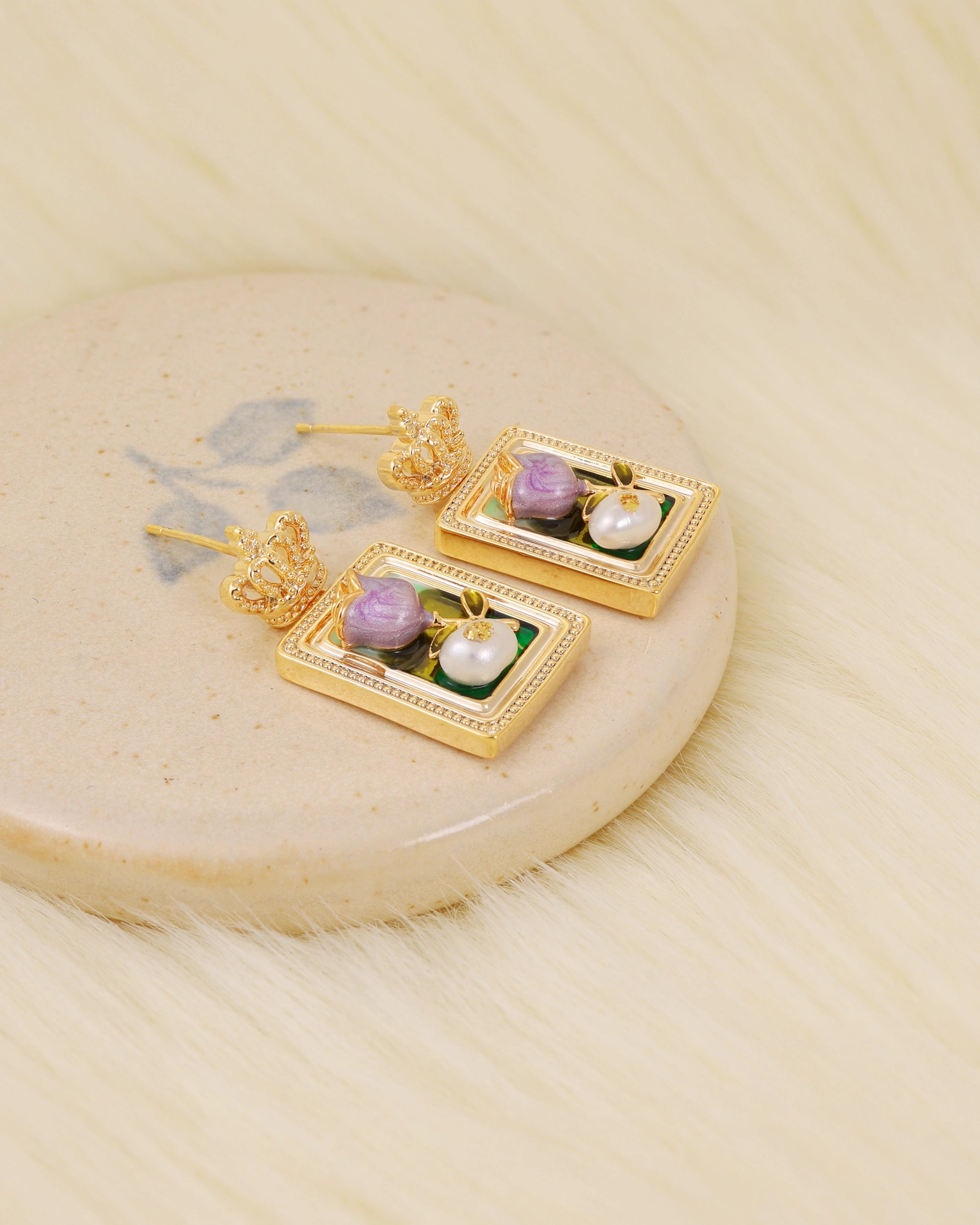 Crown Jewel Dainty Pearl Ear Dangles