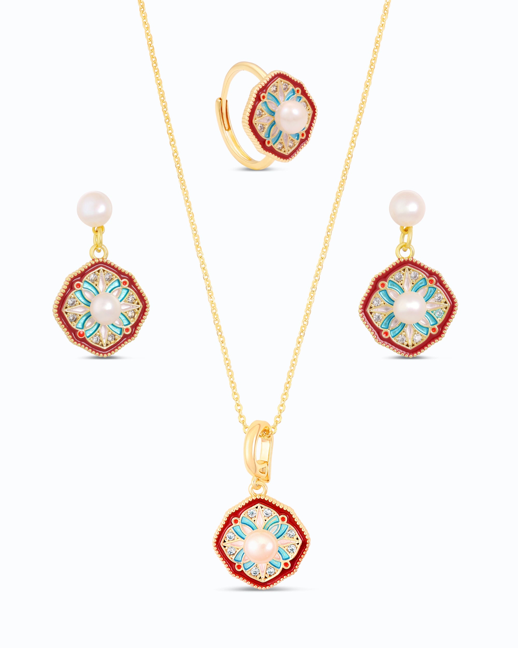 Dainty Kaleidoscope Pearl Pedant Set