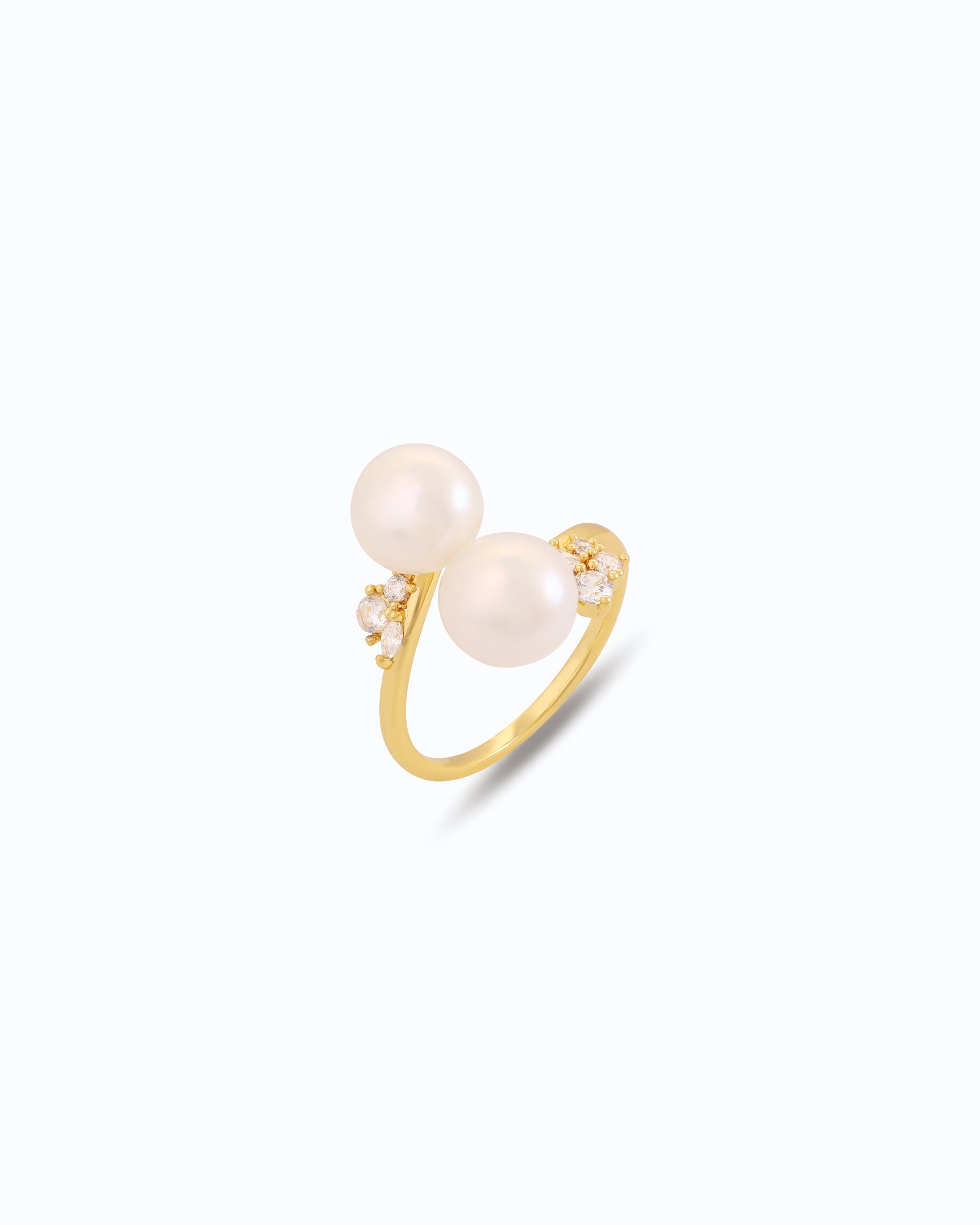 Dual Pearl Adjustable Ring – Elegant Freshwater Pearl | Flawnt