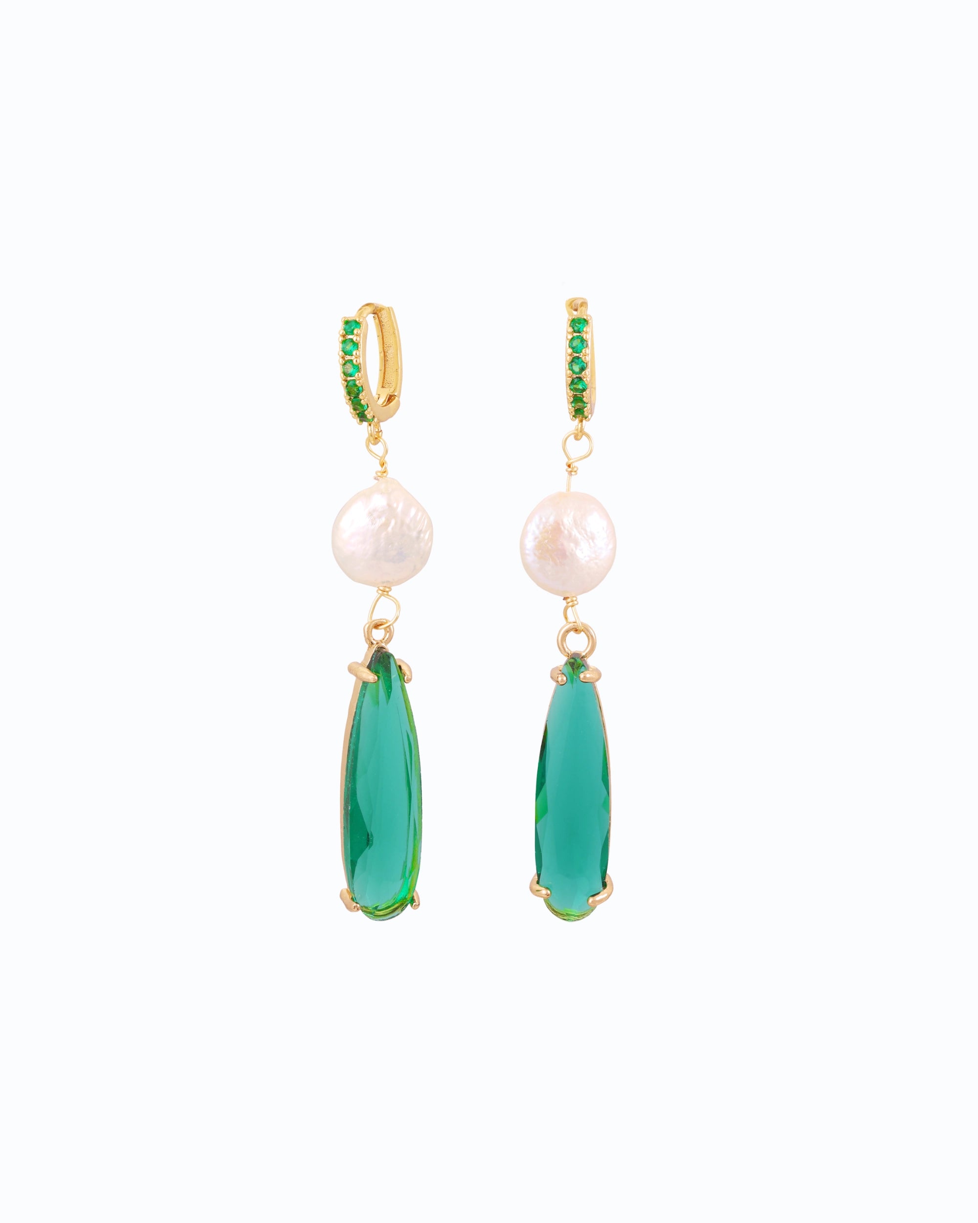 Emerald Water Drop Pendant Ear Dangle
