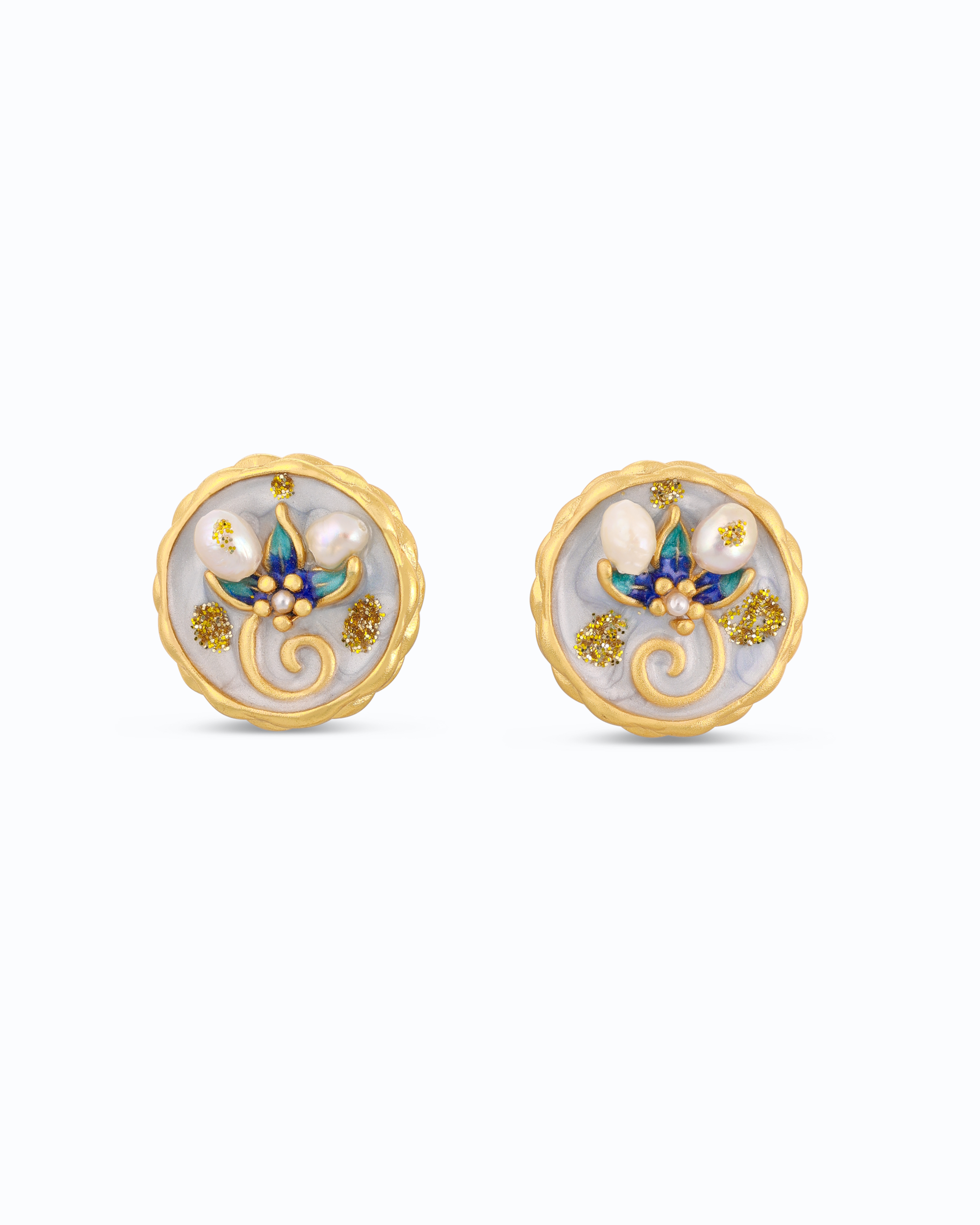 French Enamel Floral Ear Studs