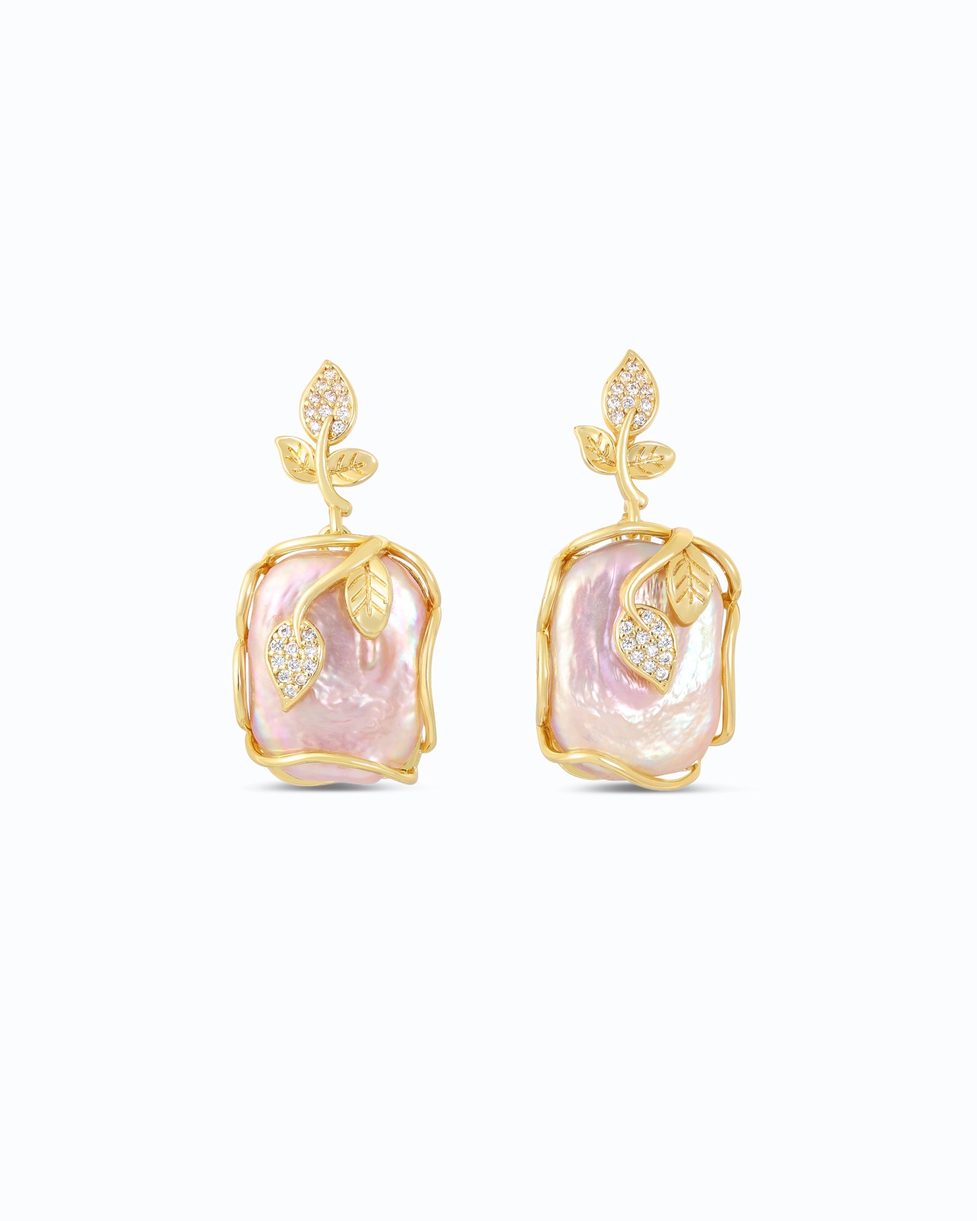 French baroque pearl in Cage ear dangles