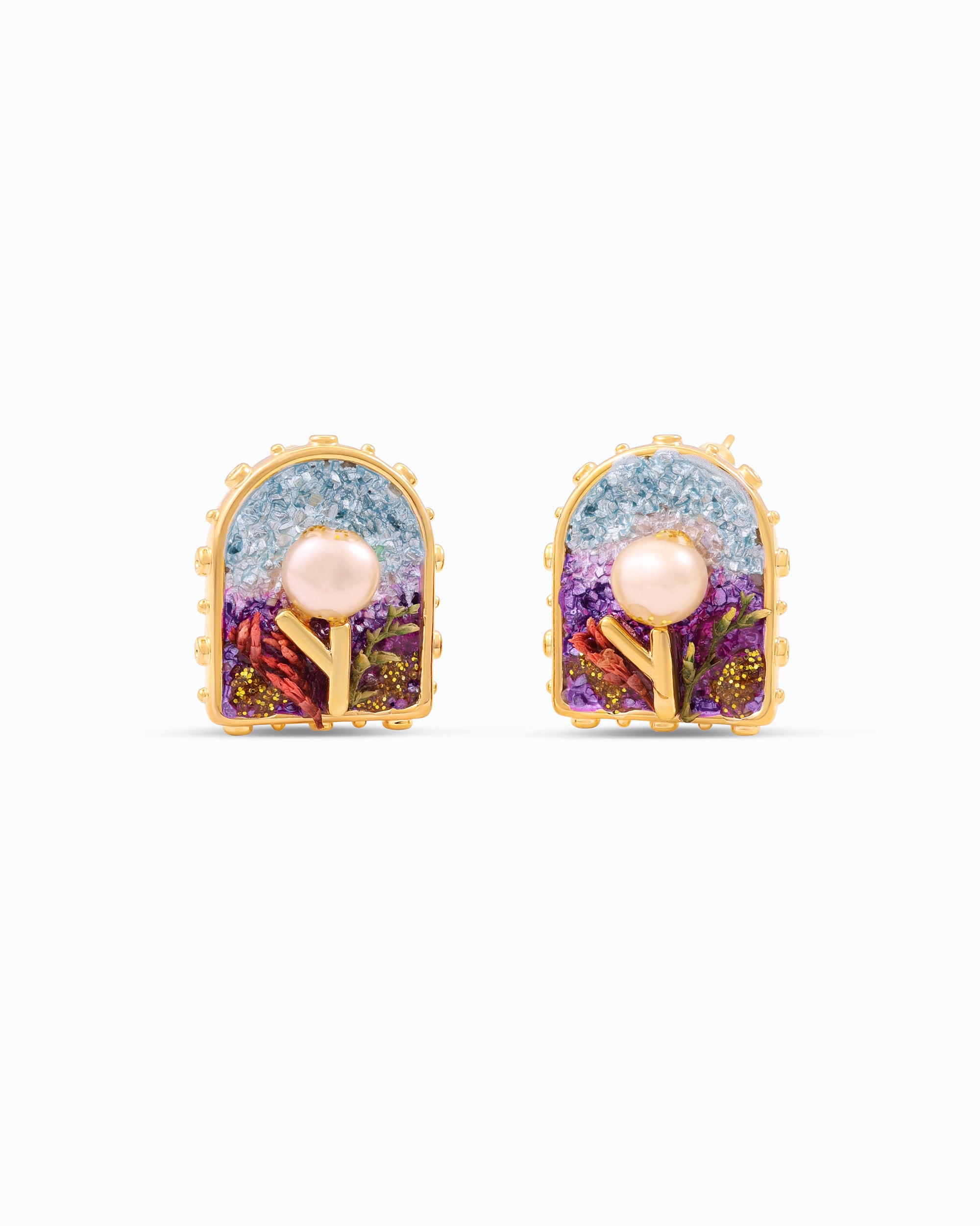 Frosty Ice Pearl Ear Studs
