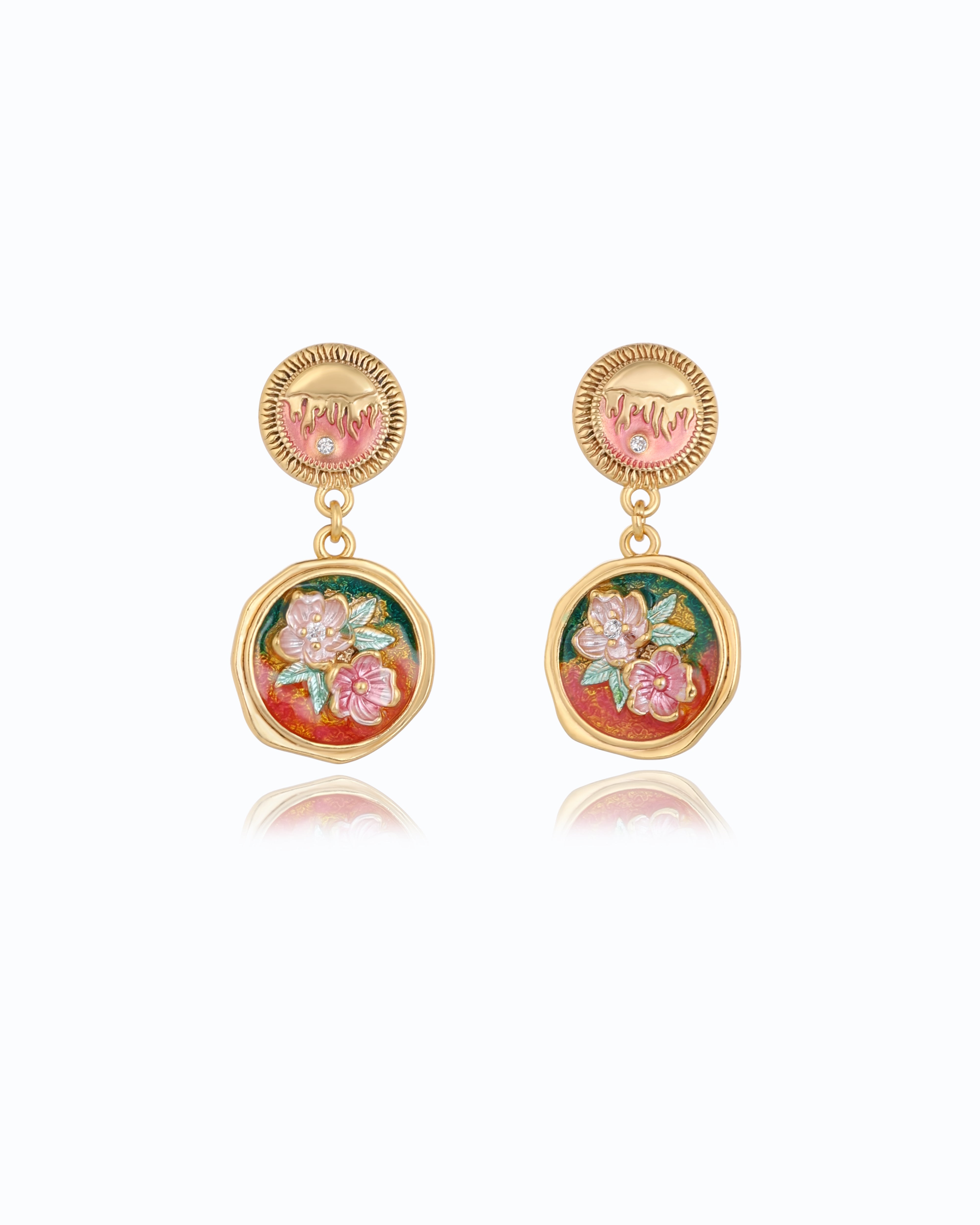 Red & Green (No Pearl) Earrings | 18K Gold Plated & Premium Jewelry