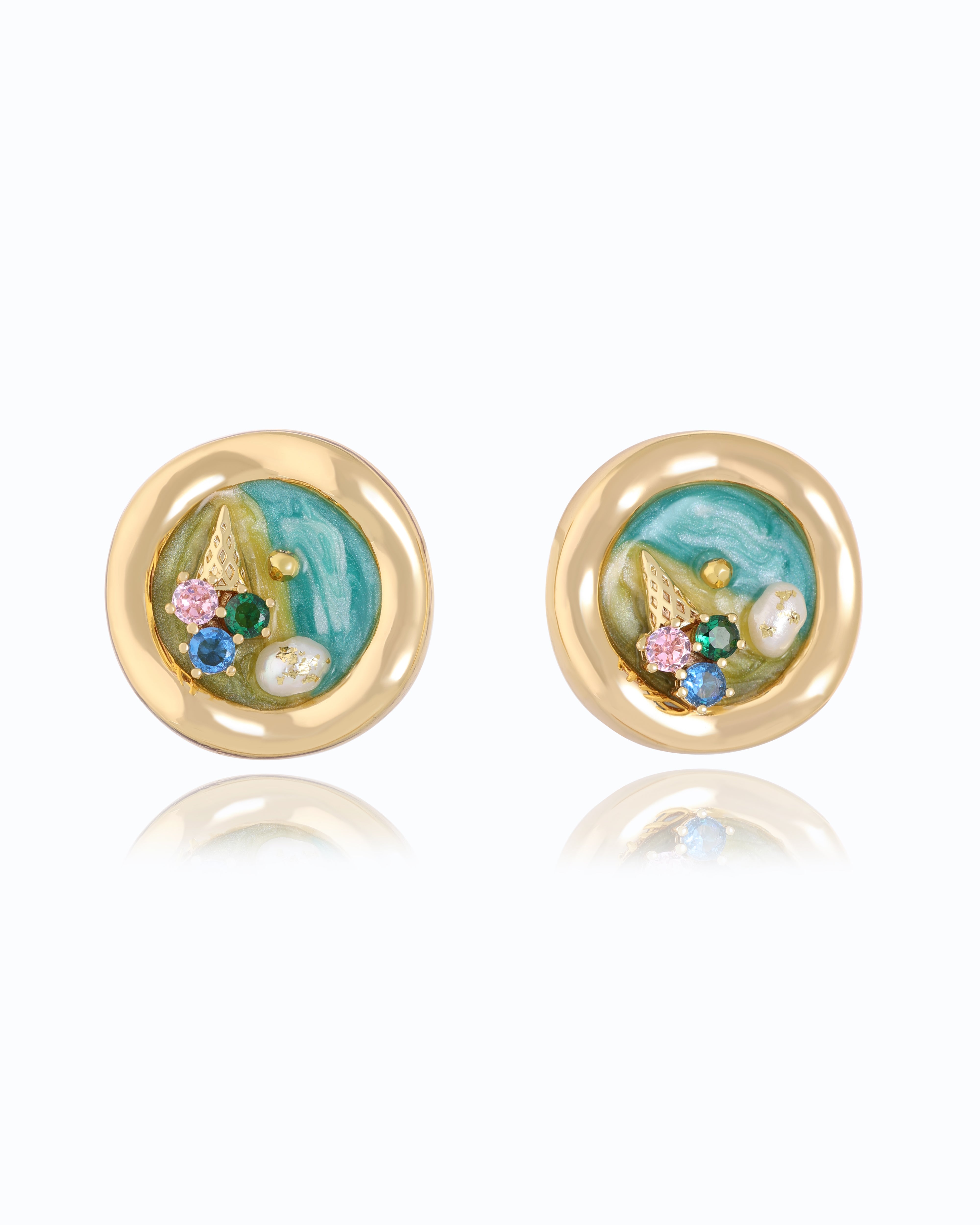 Ice Cone Pearl Studs – Natural Freshwater Pearls, 18K Gold Plated