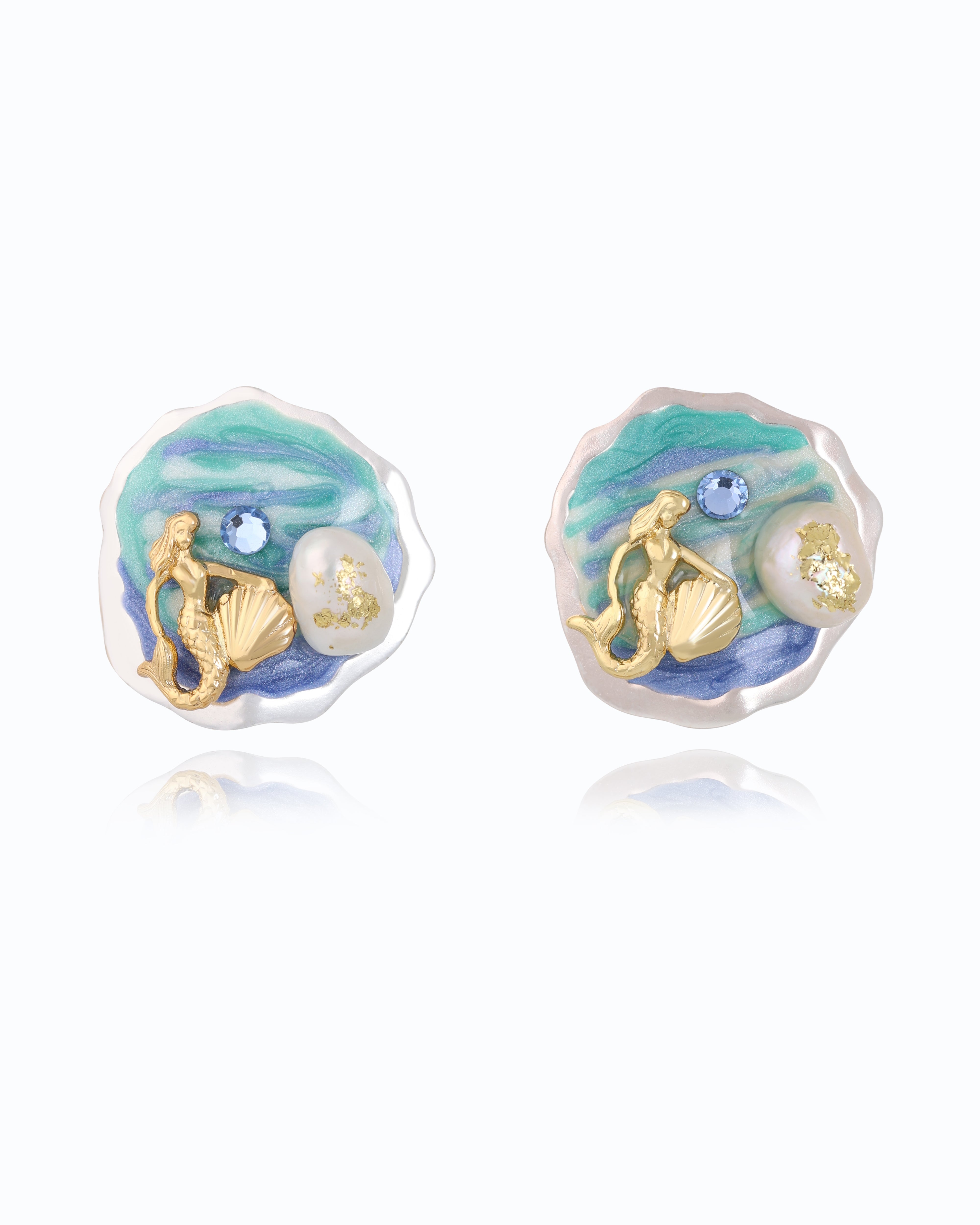 Mermaid & Pearl Dream Earrings – 18K Gold Plated Jewelry | Flawnt