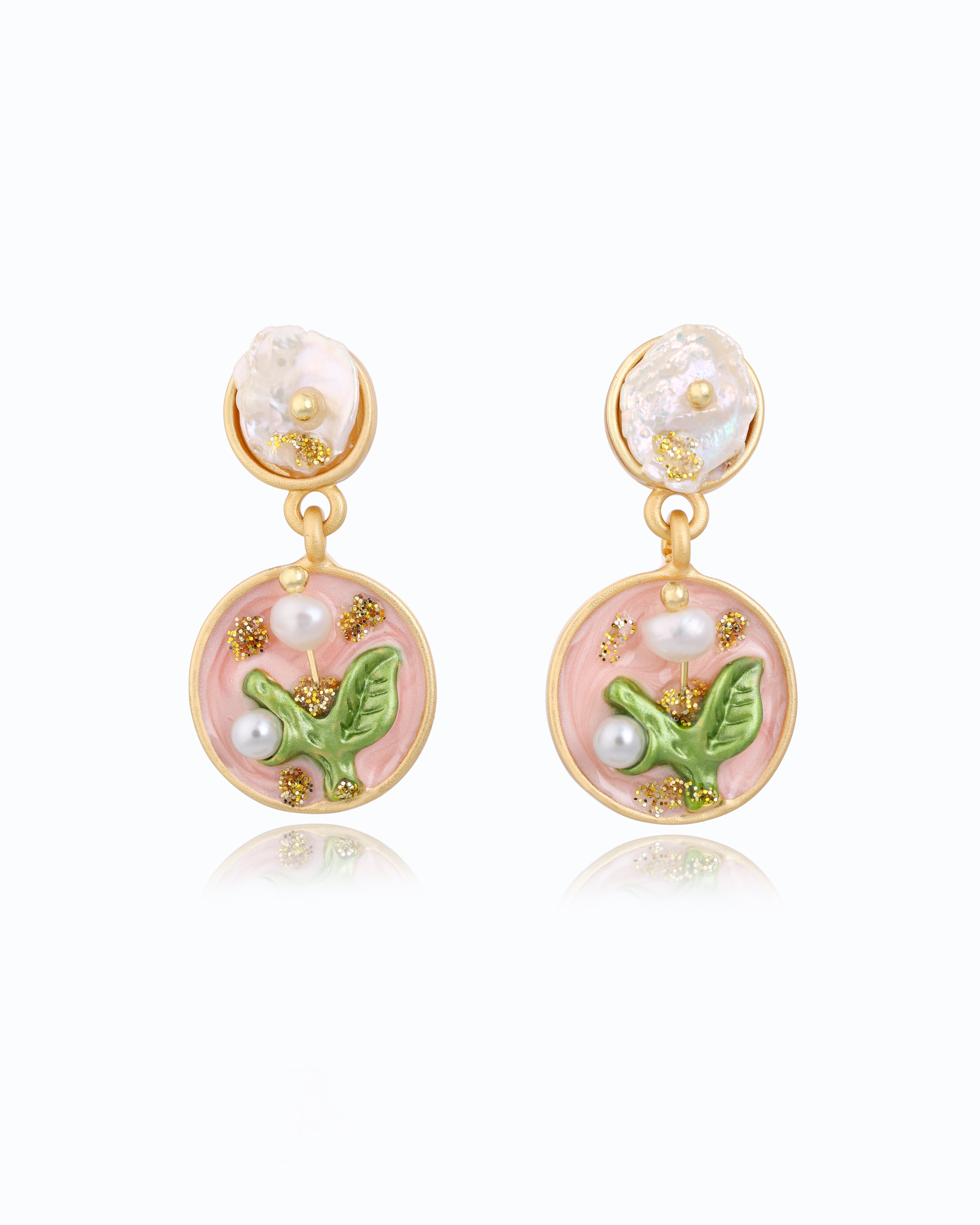 Garden Song Pearl & Enamel Earrings | Flawnt Premium Jewelry