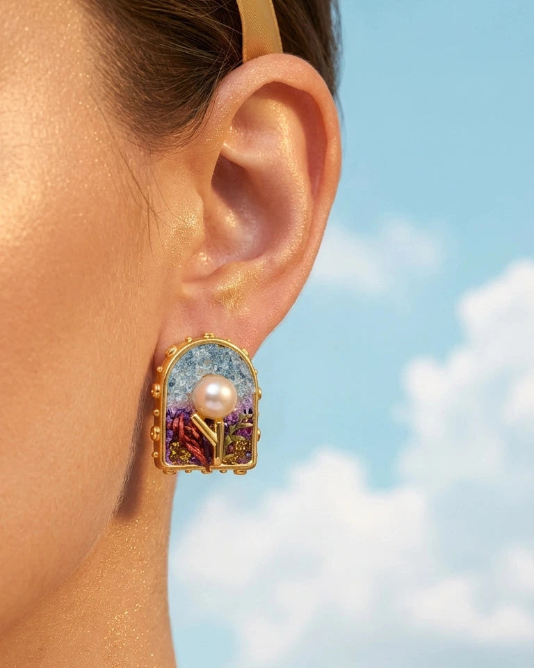 Frosty Ice Pearl Ear Studs hover