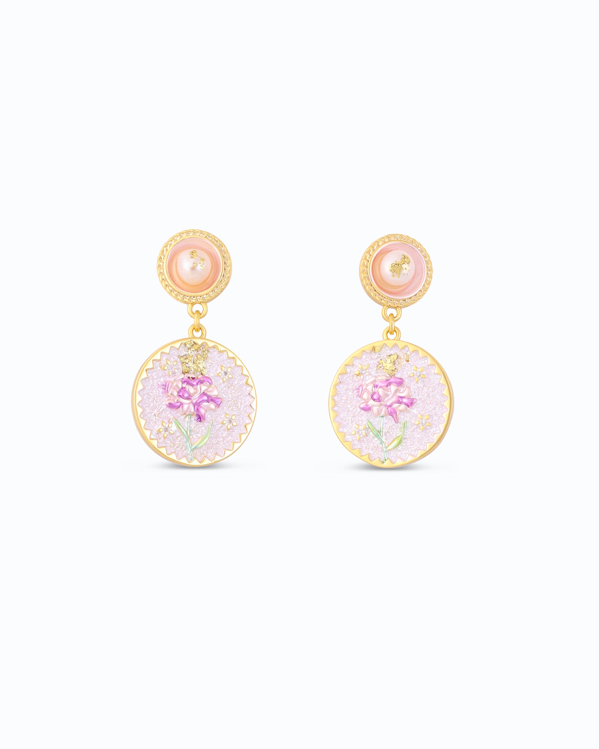 Intricate Floral Light Blue Pearl Dangle