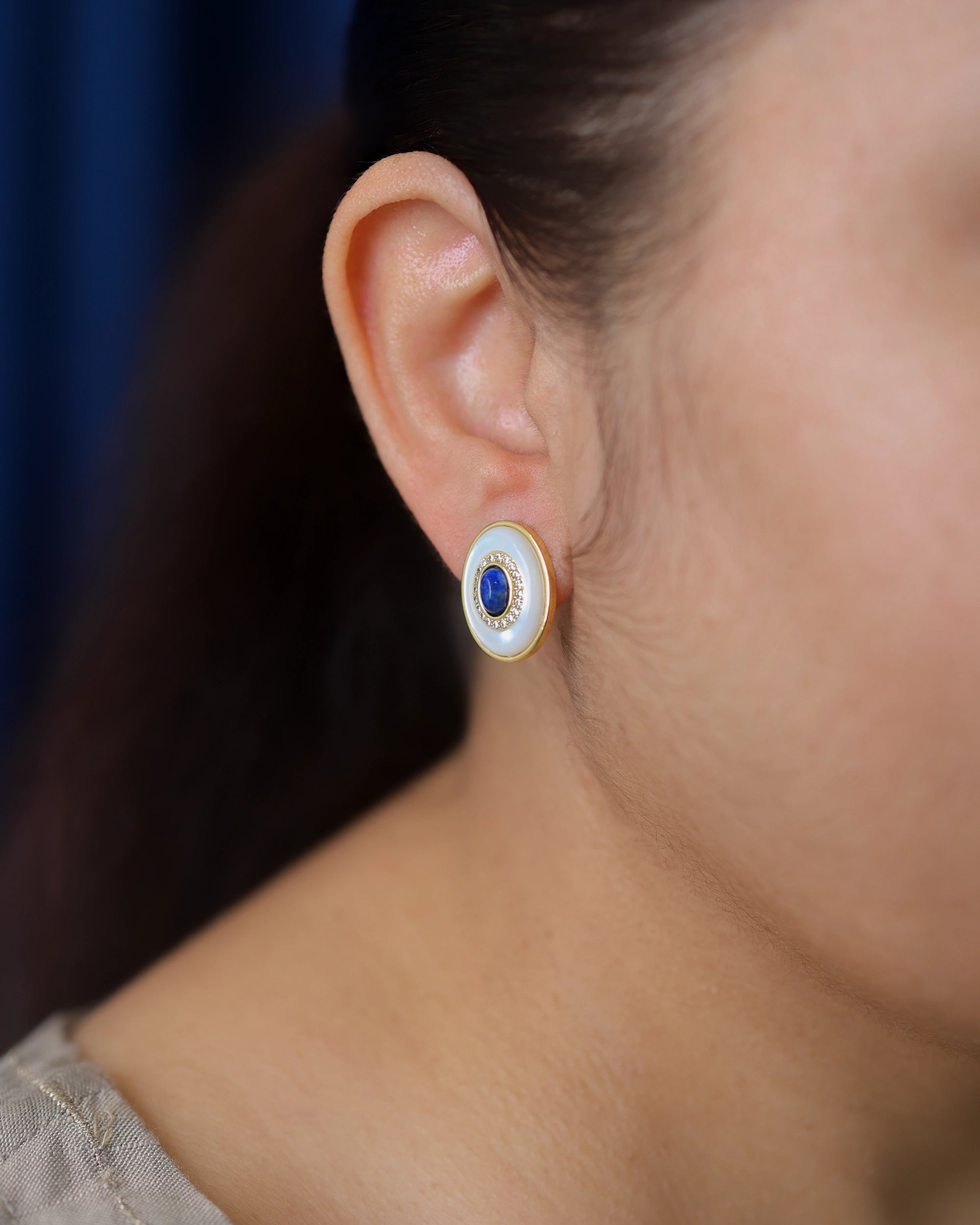 Lapis Lazuli Ear Studs hover