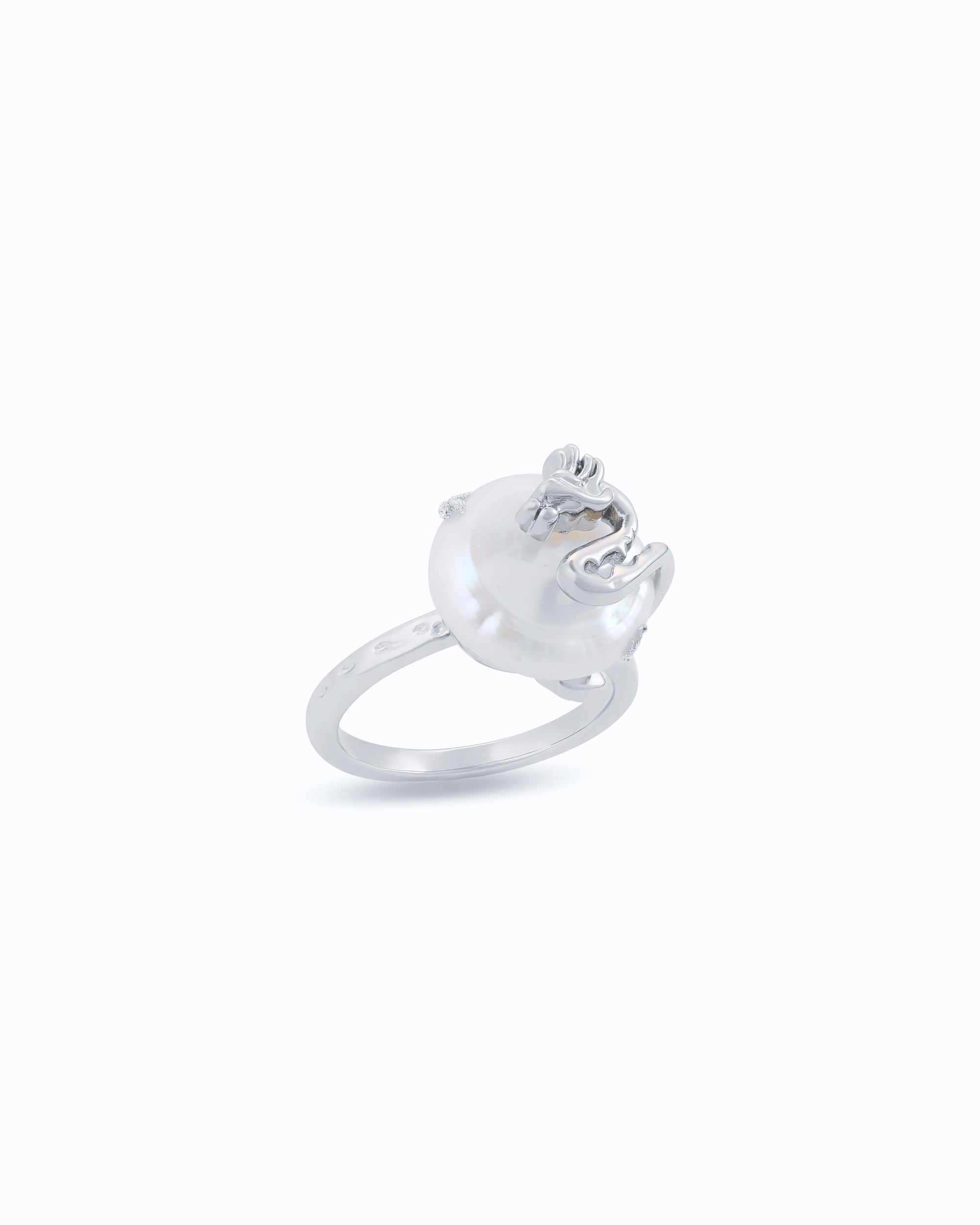 Dragon on Pearl Ring – Bold Silver Jewelry | Flawnt