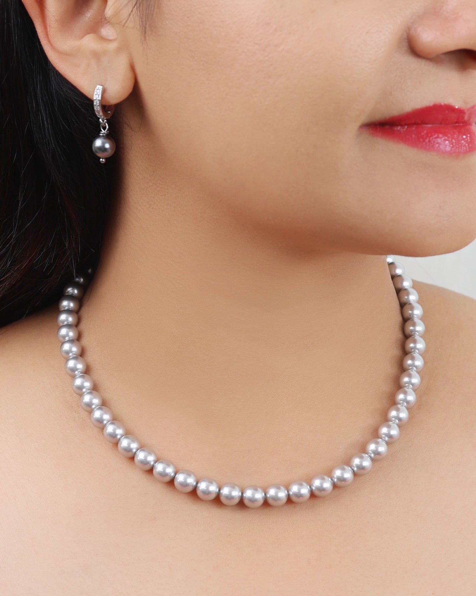 Elegant European Light Grey Pearl Necklace | Flawnt Jewelry